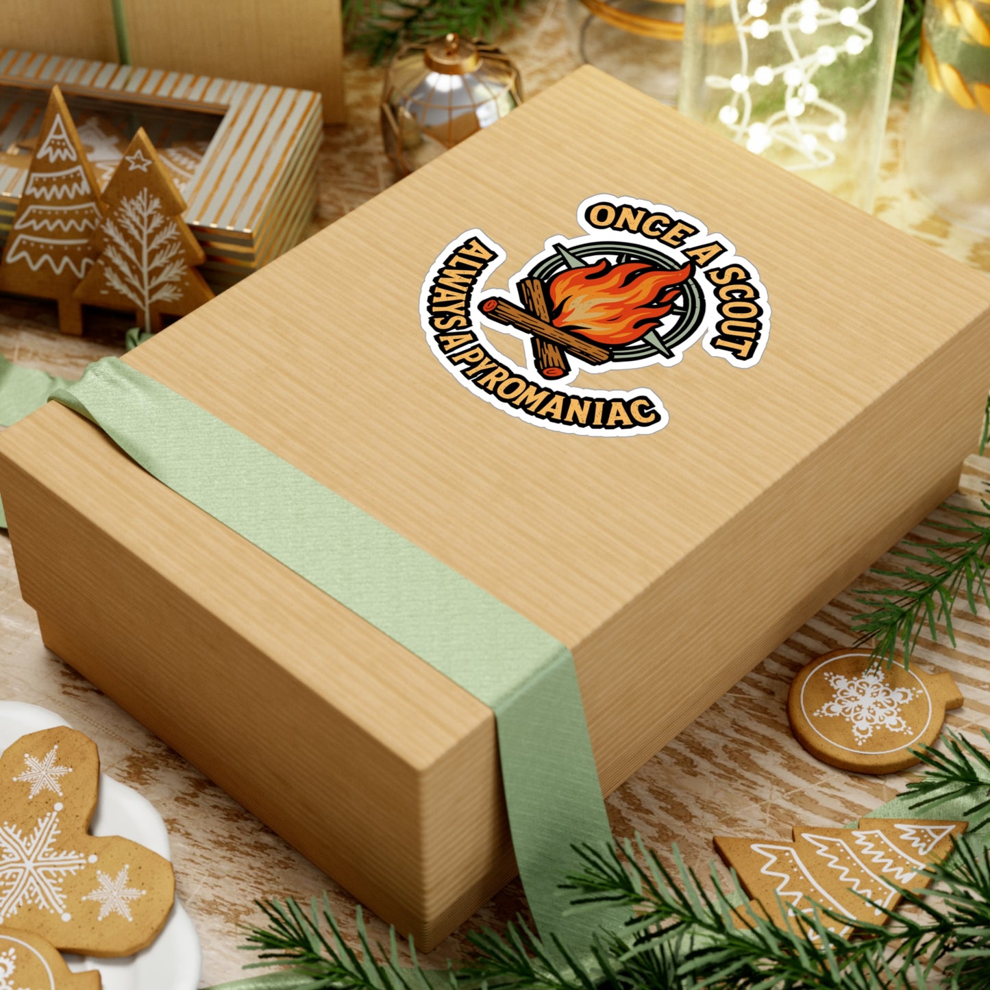 Once A Scout Always A Pyromaniac – Funny Scout Sticker for Laptop or Water Bottle | Vinyl Camping Decal Gift