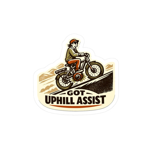 E-Bike Sticker Got Uphill Assist electric bike decal waterproof vinyl decals for laptop water bottle e cycling e cyclist style