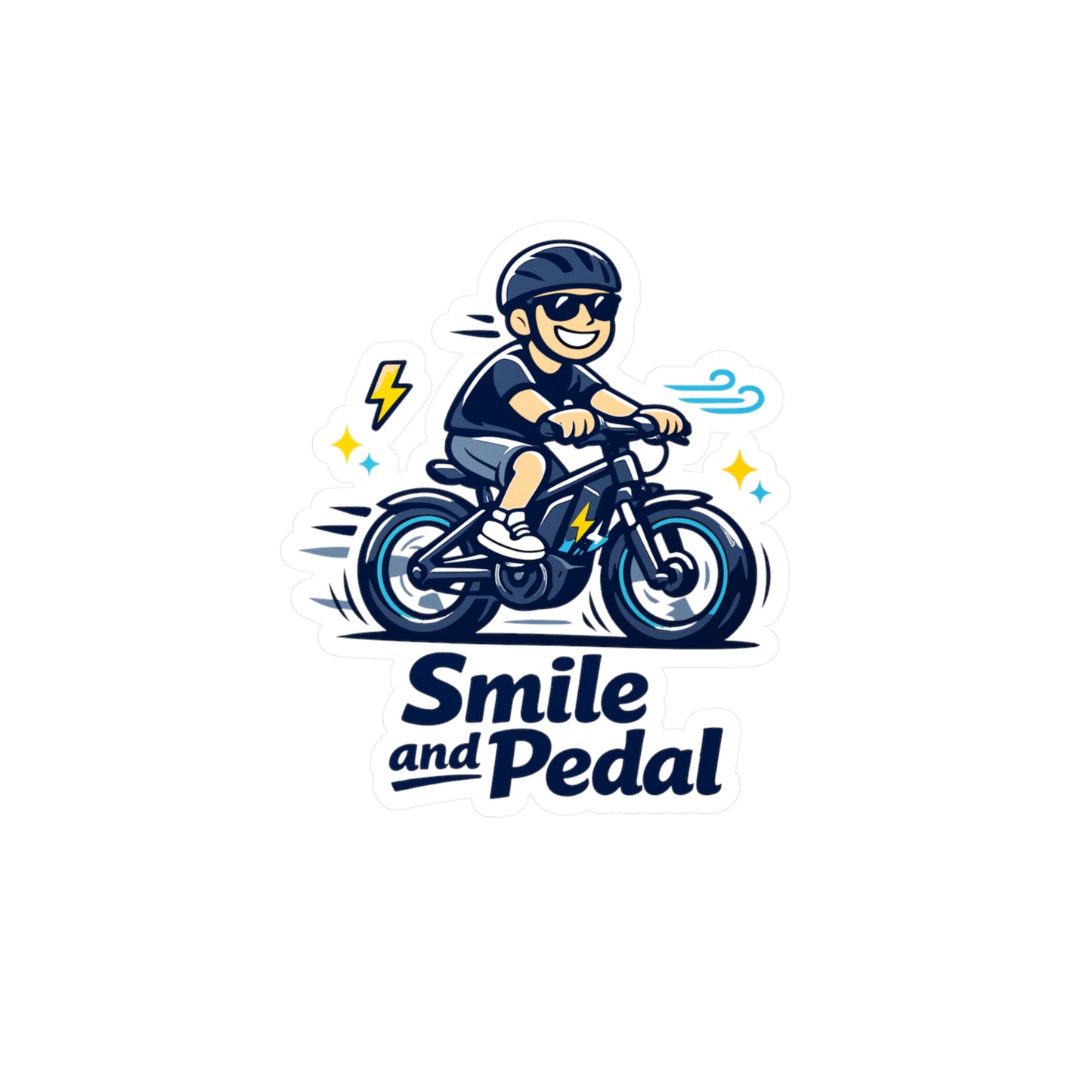 E-Bike Sticker Smile and Pedal Electric Bike Decals Waterproof Vinyl for Laptop Water Bottle E-Cyclist Gift