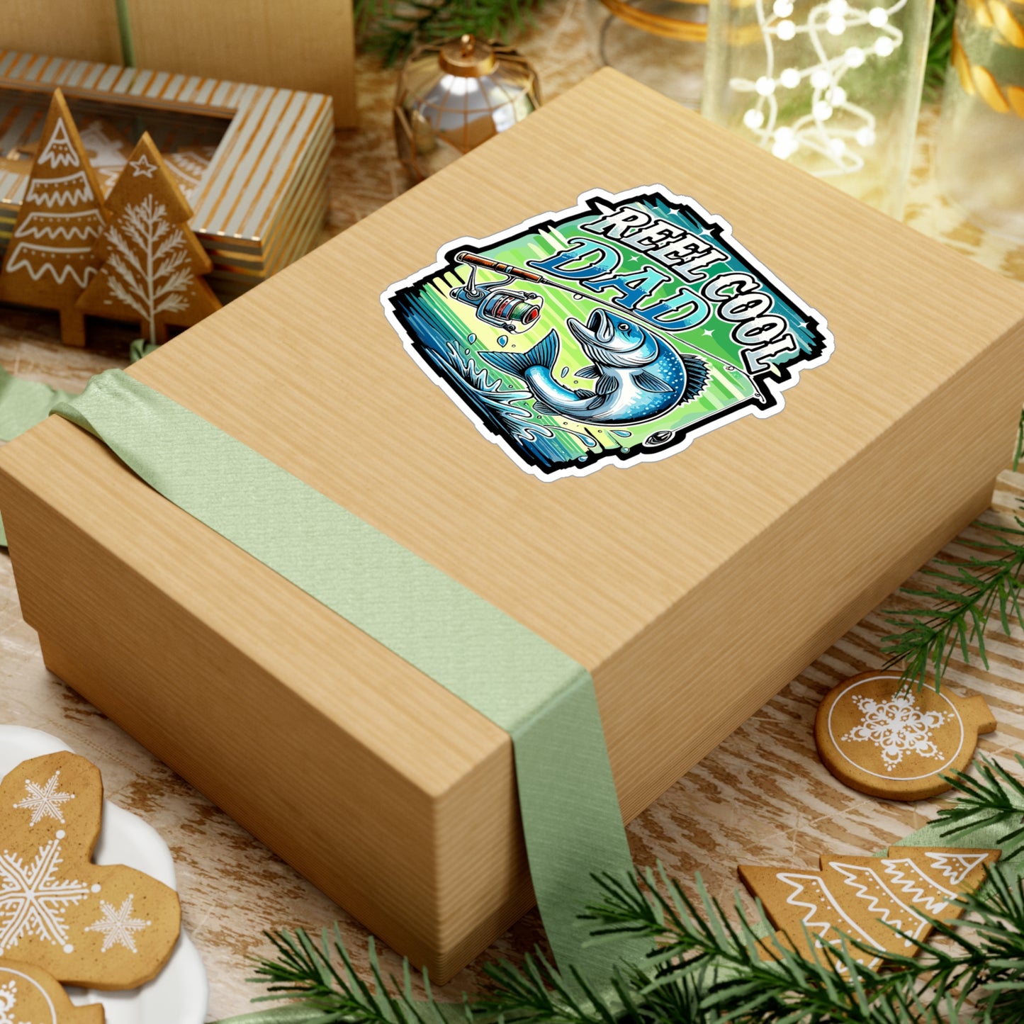 Reel Cool Dad - Fishing dad Sticker for Laptop Sticker. Water Bottle Sticker, Vinyl Fishing Decal - Fishing dad Gift