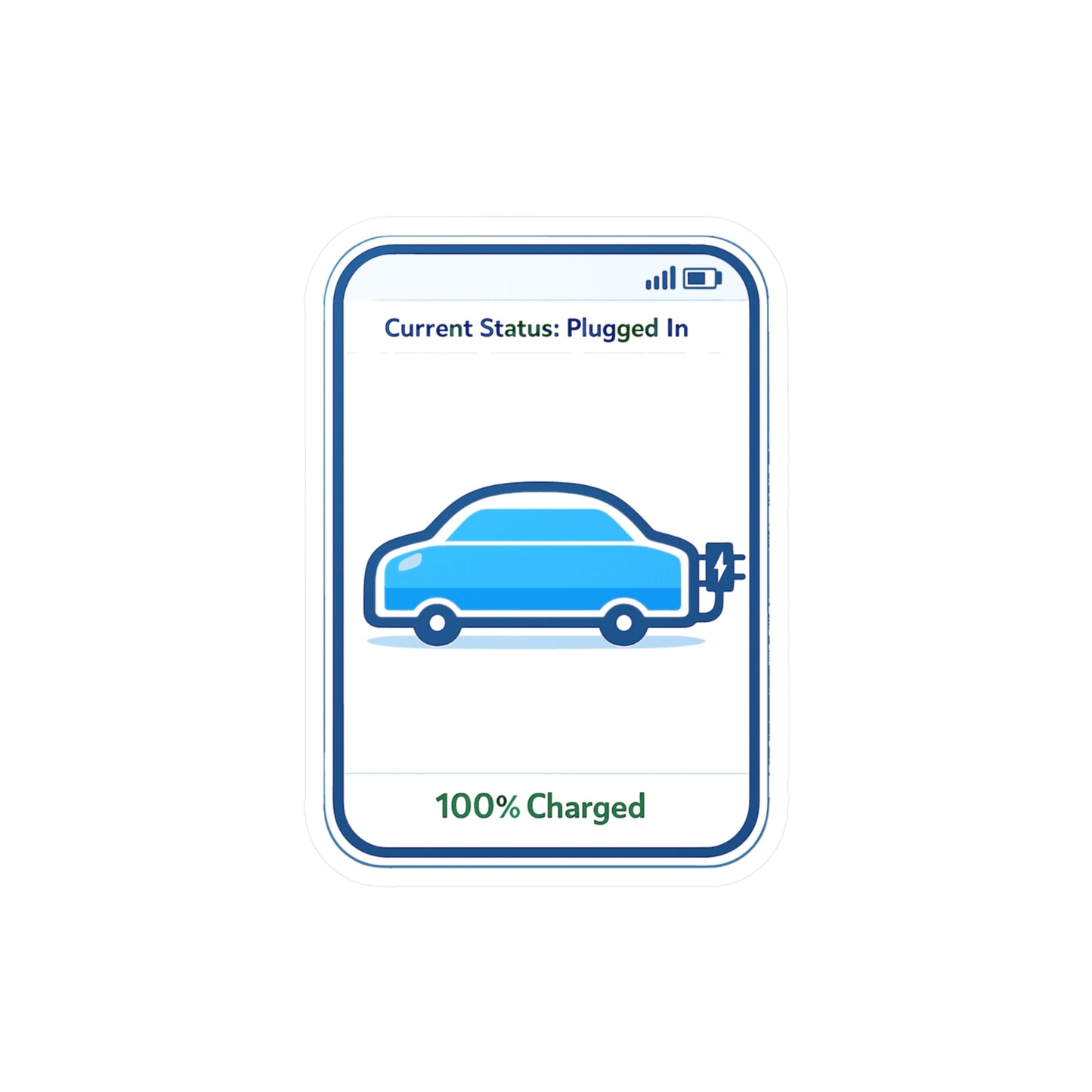 Electric Car Sticker "Current Status: Plugged In" – Waterproof Vinyl decals for Laptop, Water Bottle, Electric Vehicle Rechargeable Battery