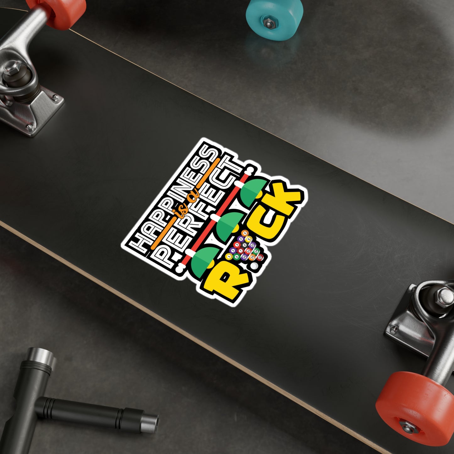 Happiness is a Perfect Rick - Billiards Sticker for Laptop Sticker. Water Bottle Sticker, Vinyl Pool Decal - Billiards Gift