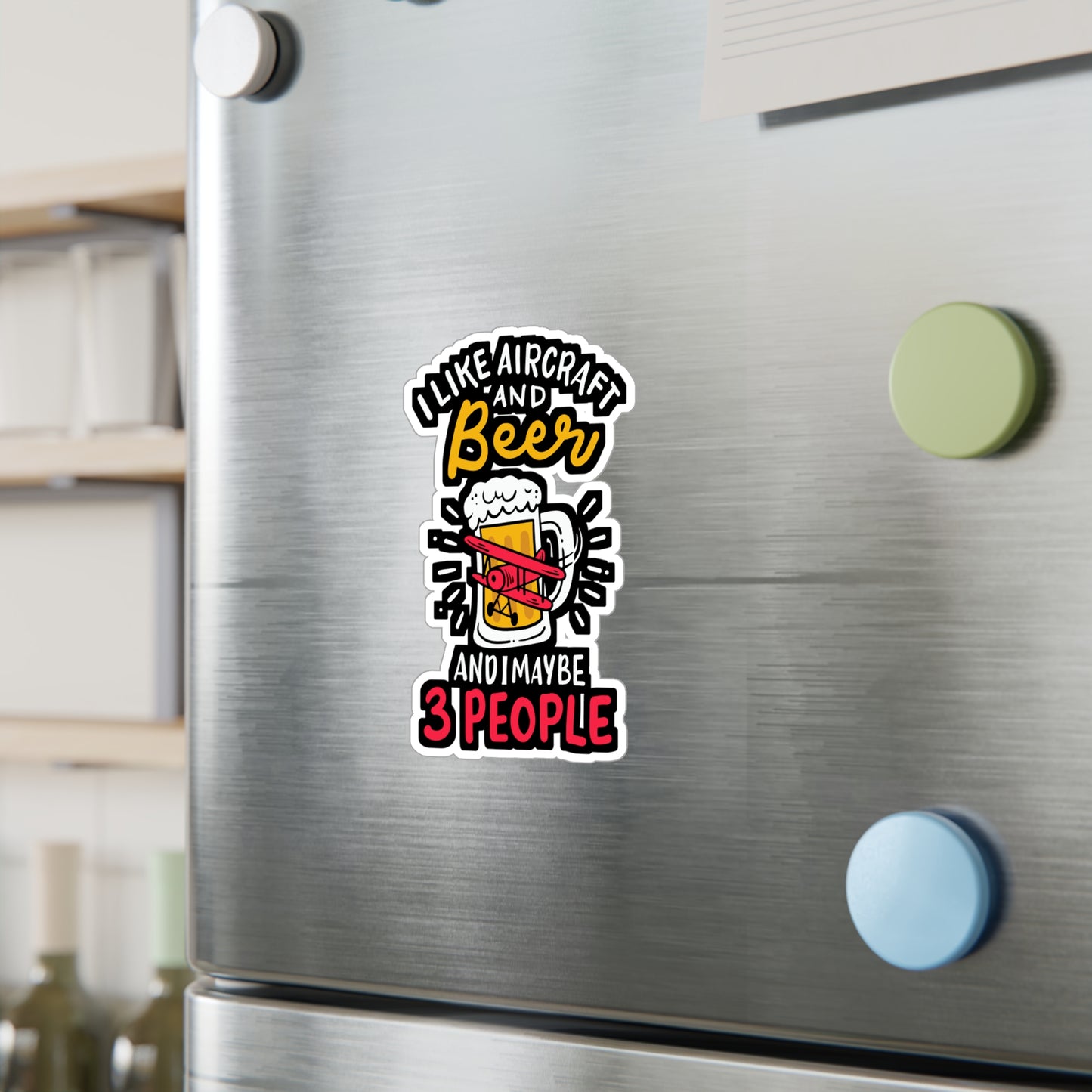 I Like Aircraft And Beer And Maybe 3 People - Airplane-mechanic Sticker for Laptop Sticker. Water Bottle Sticker, Vinyl Beer Decal - Airplane-mechanic Gift