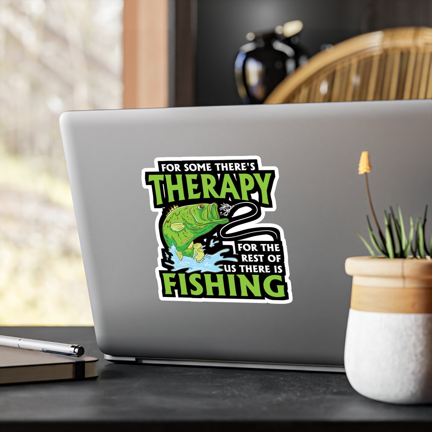 For Some There's Therapy For The Rest Of Us There Is Fishing - Fishing Sticker for Laptop Sticker. Water Bottle Sticker, Vinyl Angling Decal - Fishing Gift