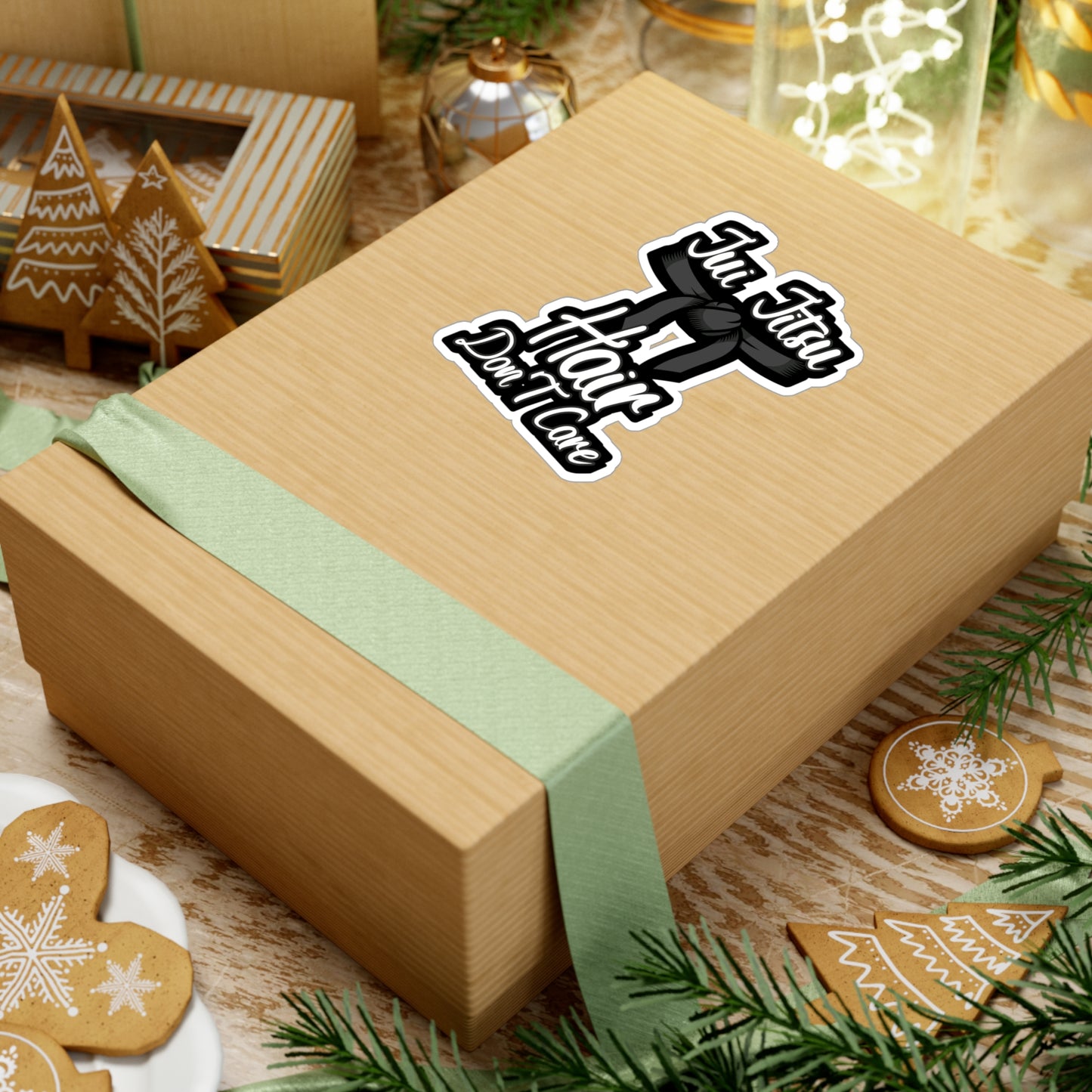 Jiu Jitsu Hair Don't Care - Fighter Sticker for Wall, Laptop, Window, Truck, Car Fighter Gift Vinyl Military Decal Sticker