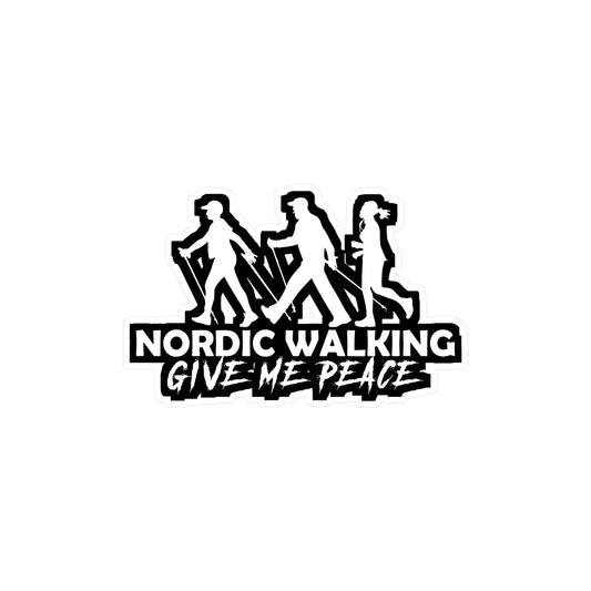 Nordic Walking Give Me Peace - Sports Sticker for Laptop Sticker. Water Bottle Sticker, Vinyl Nature Decal - Sports Gift