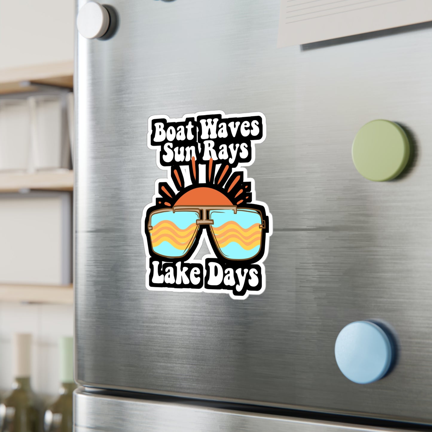 Boat Waves Sun Rays Lake Days - Boating Sticker for Laptop Sticker. Water Bottle Sticker, Vinyl Summer Decal - Boating Gift