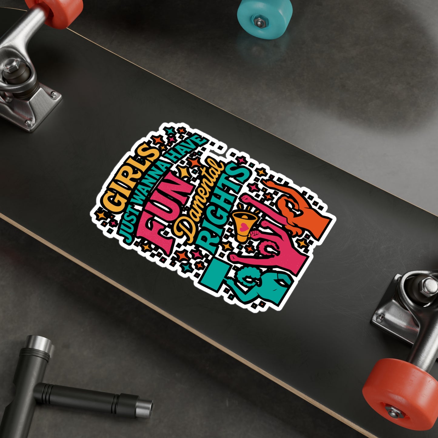 Girls Just Wanna Have FUNdamental Rights – Feminist Sticker for Laptop, Water Bottle & Empowerment Gifts