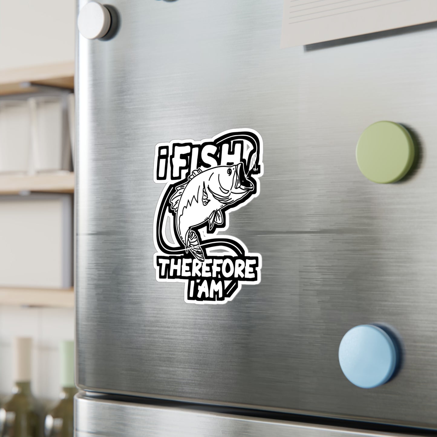 I Fish Therefore I Am - Fishing Sticker for Laptop Sticker. Water Bottle Sticker, Vinyl Angling Decal - Fishing Gift