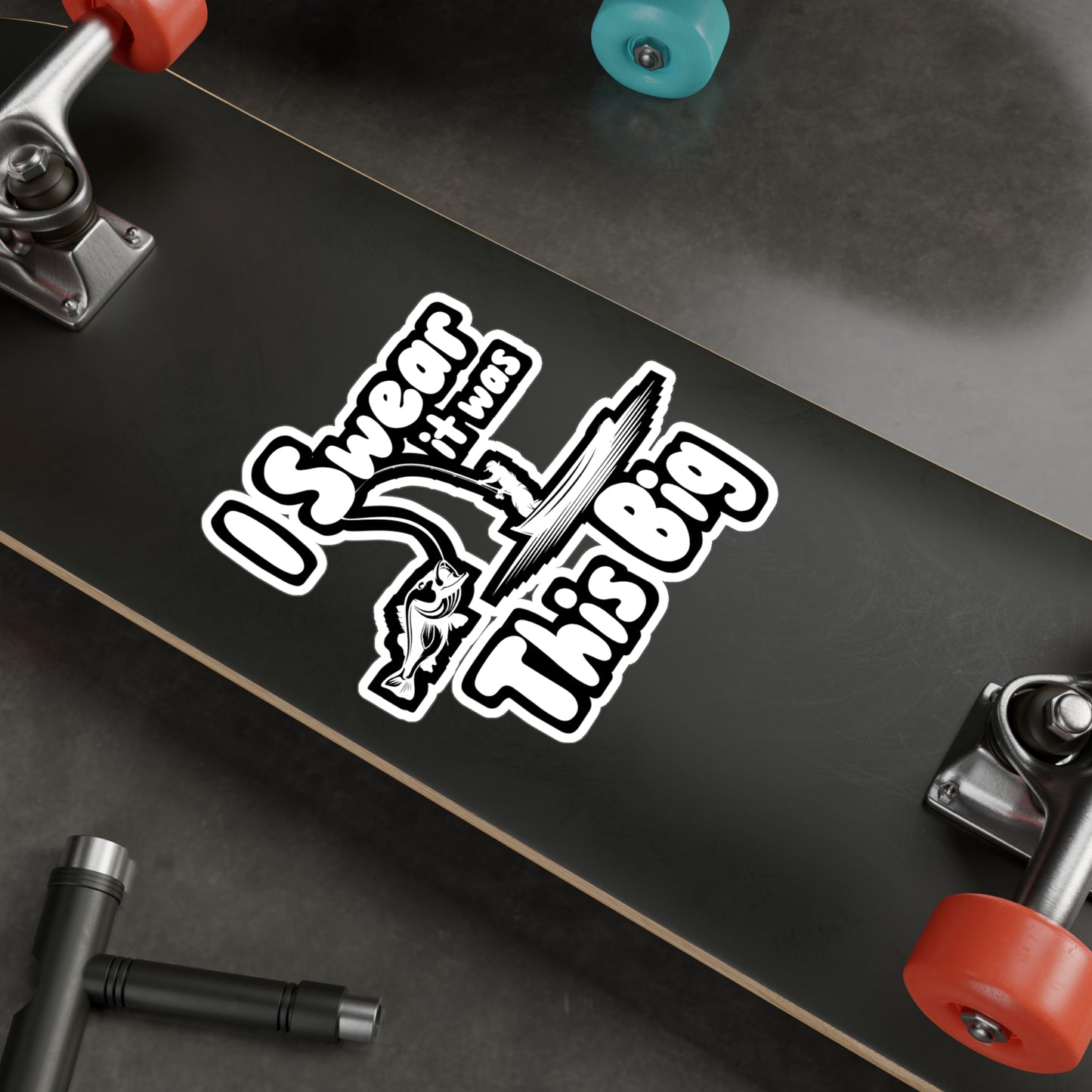 I Swear It was This Big - Fishing Sticker for Wall, Laptop, Window, Truck, Car Fishing Gift Vinyl Fish Decal Sticker