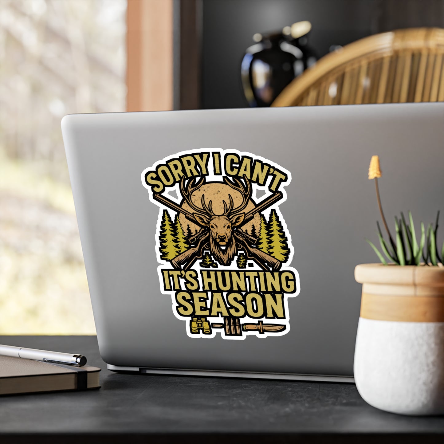 Sorry I Can’t It’s Hunting Season – Vinyl Sticker for Laptop or Water Bottle | Funny Hunter Gift, Deer Hunting Decal