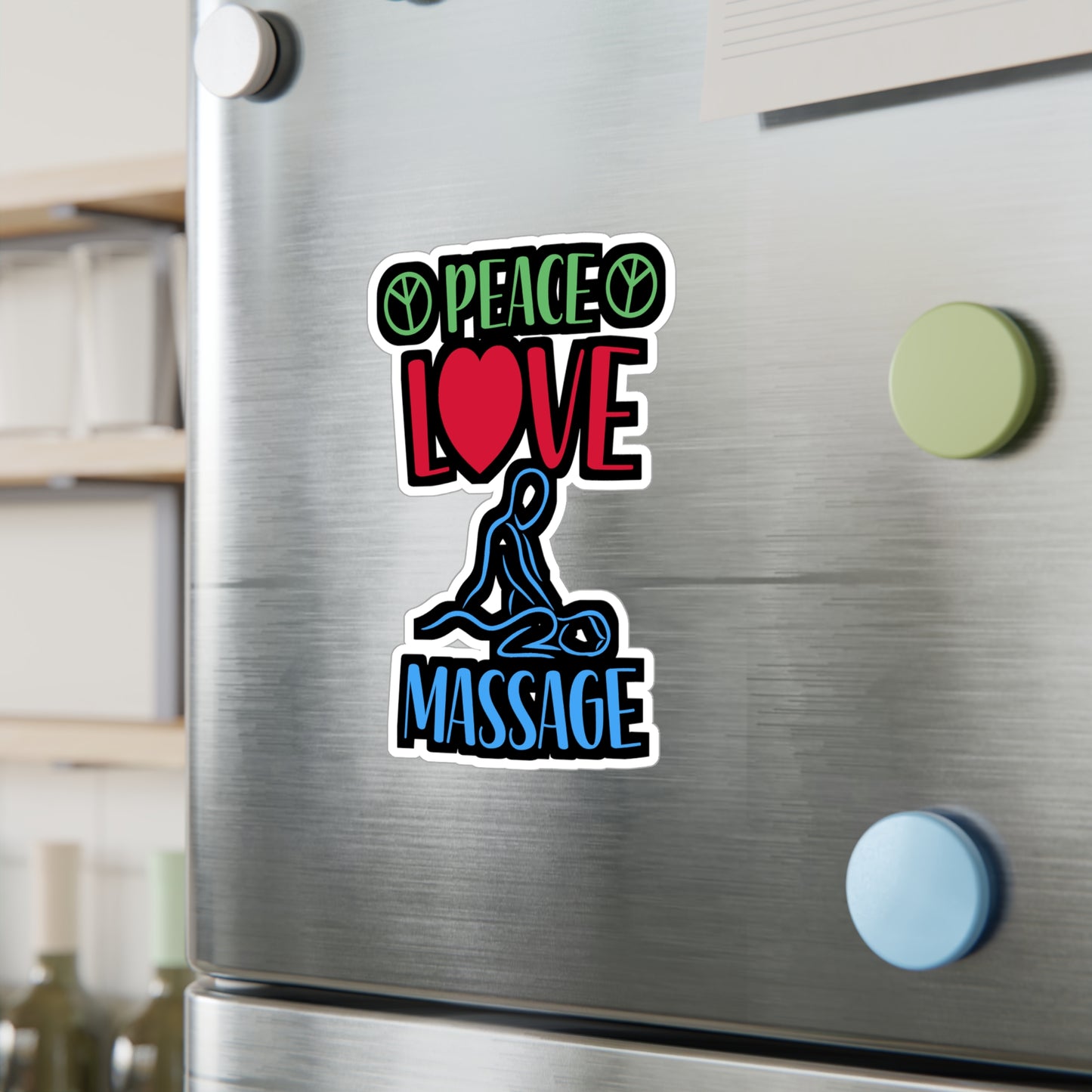 Peace Love Massage - Massage Sticker for Wall, Laptop, Window, Truck, Car Massage Gift Vinyl Massage therapist Decal Sticker