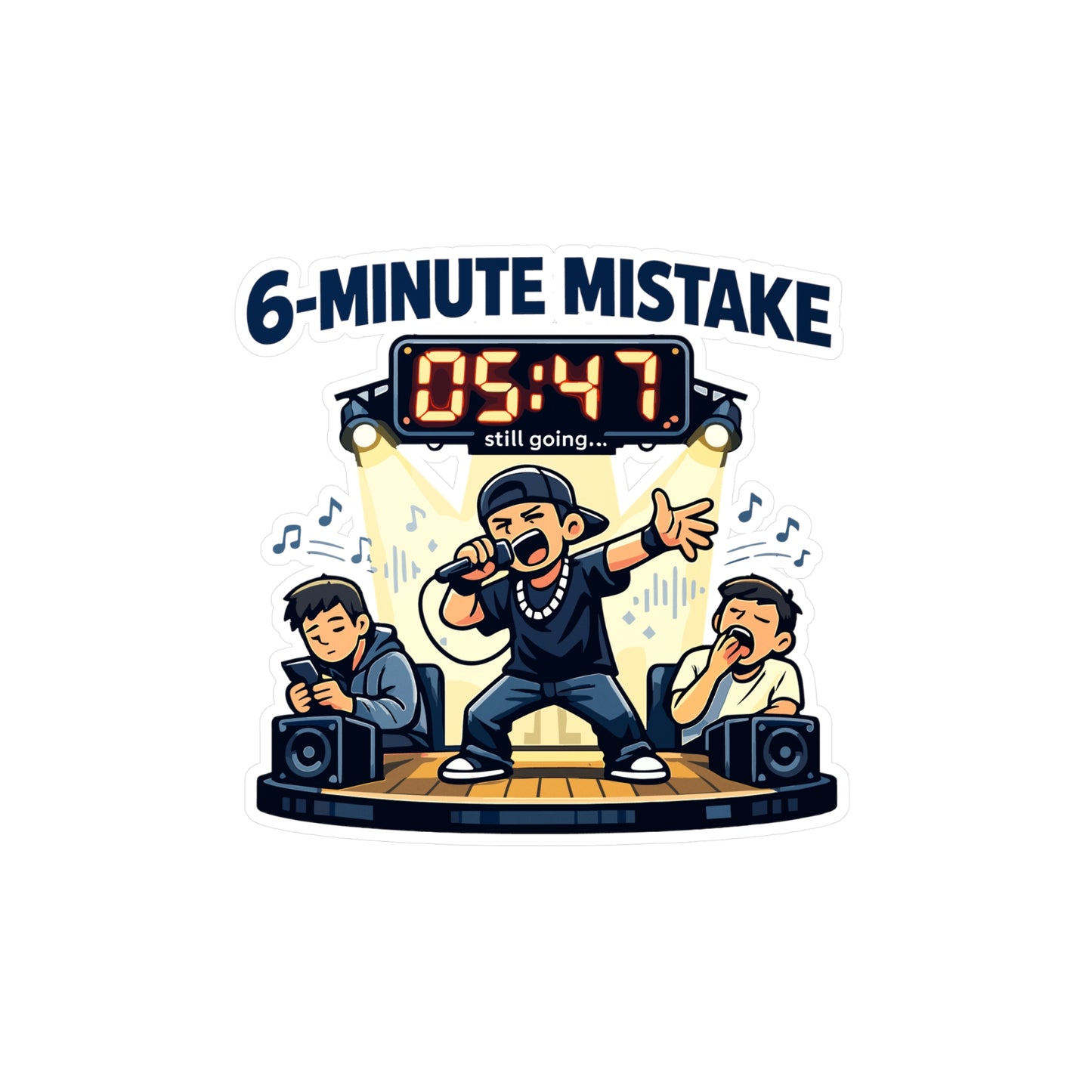 Karaoke Sticker "6-minute mistake" Funny Decals for Laptop or Water Bottle, Waterproof Vinyl Music Beer Booze Design
