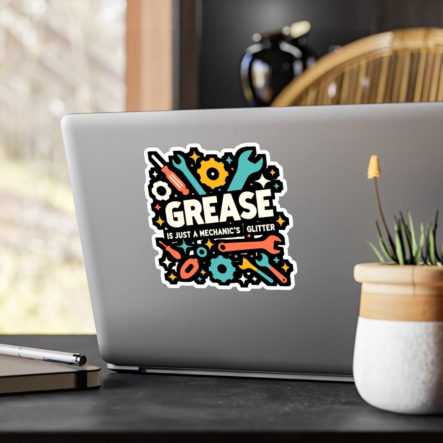 Grease is just a mechanic's glitter - Auto-mechanic Sticker for Laptop Sticker. Water Bottle Sticker, Vinyl Mechanic Decal - Auto-mechanic Gift