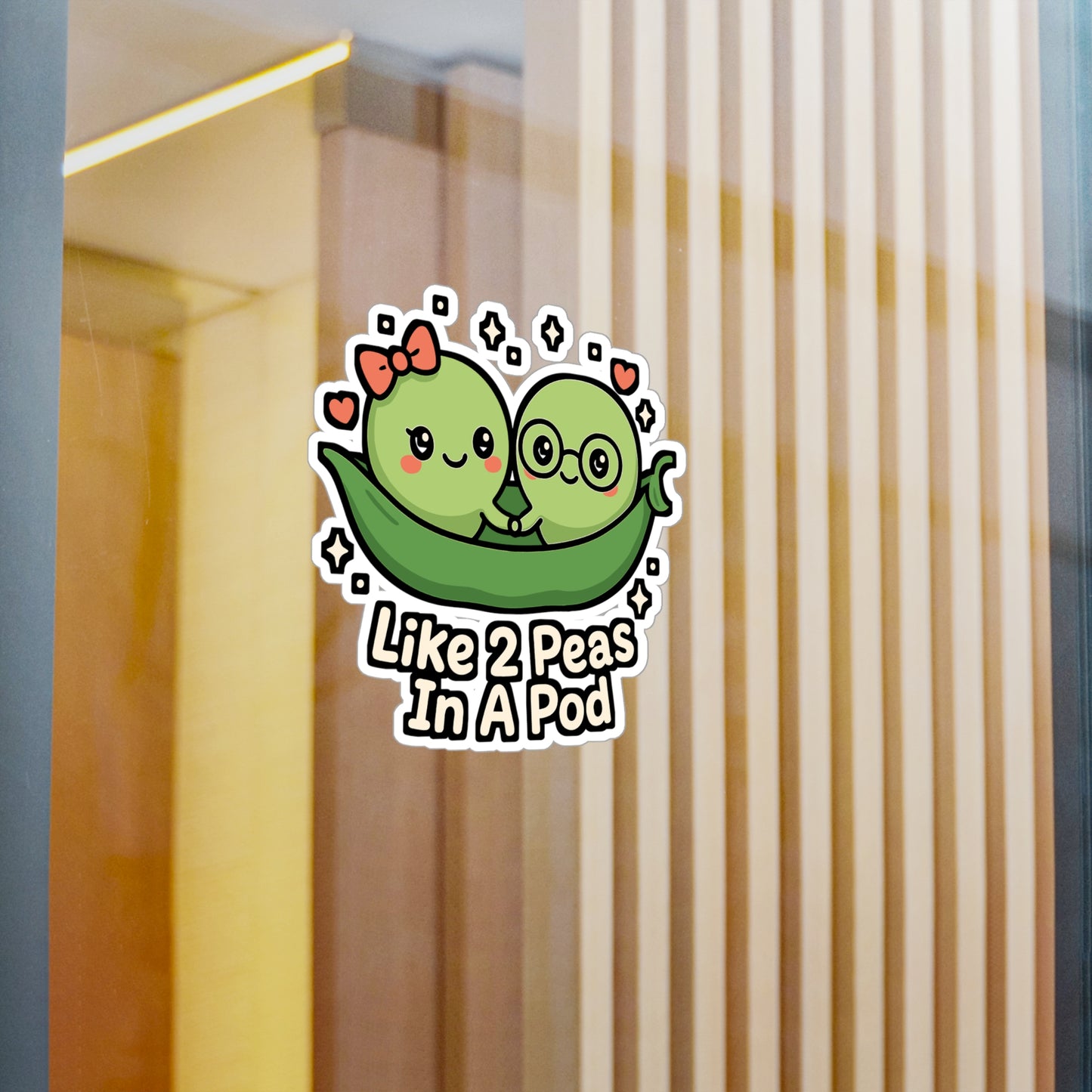 Peas Sticker "Like 2 Peas In A Pod" – Cute Beans & Pod Decals, Waterproof Vinyl for Laptop, Water Bottle, Durable & Removable