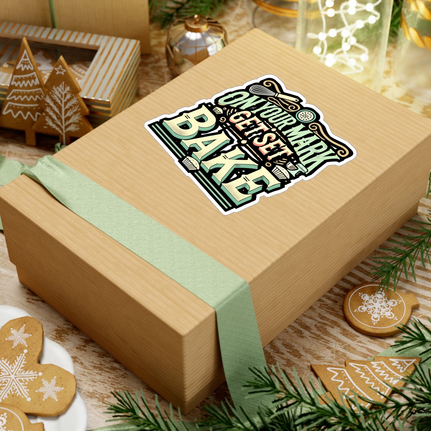 On Your Mark Get Set Bake - Baker Sticker for Car Window Laptop Sticker. Water Bottle Sticker, Vinyl Cake Decal, Baking Sticker - Baker Gift