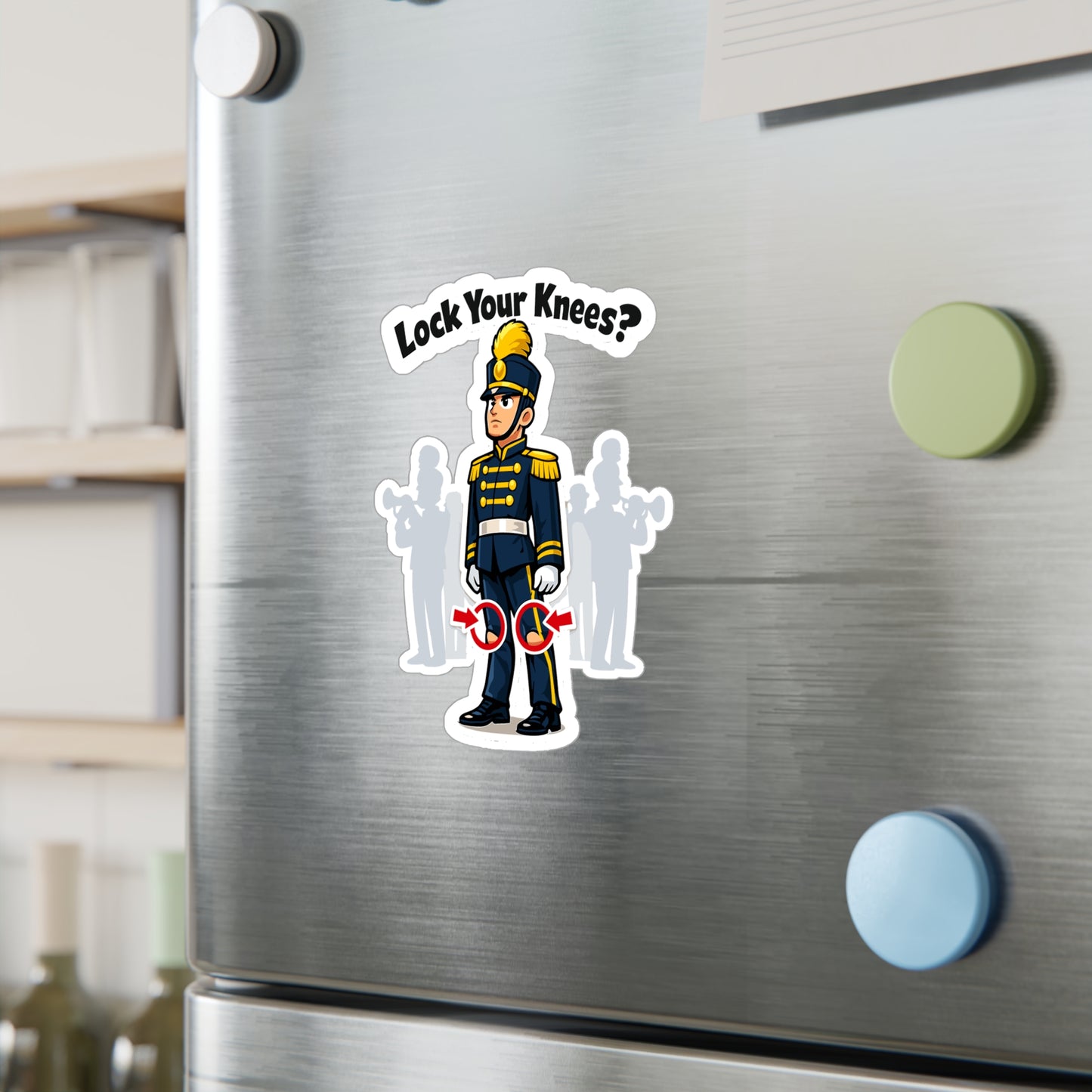 Marching Band Sticker Lock Your Knees? Funny Drummer Band Director Mellophone Vinyl Waterproof Sticker Decals for Laptop Water Bottle
