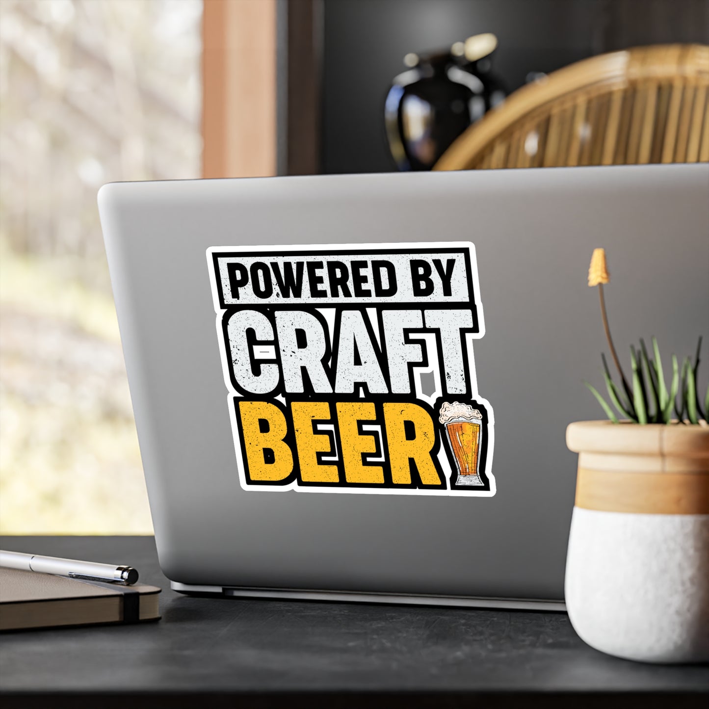 Powered by Craft Beer - Beer Sticker for Car Window Laptop Sticker. Water Bottle Sticker, Vinyl Alcohol Decal, Drinking Sticker - Beer Gift