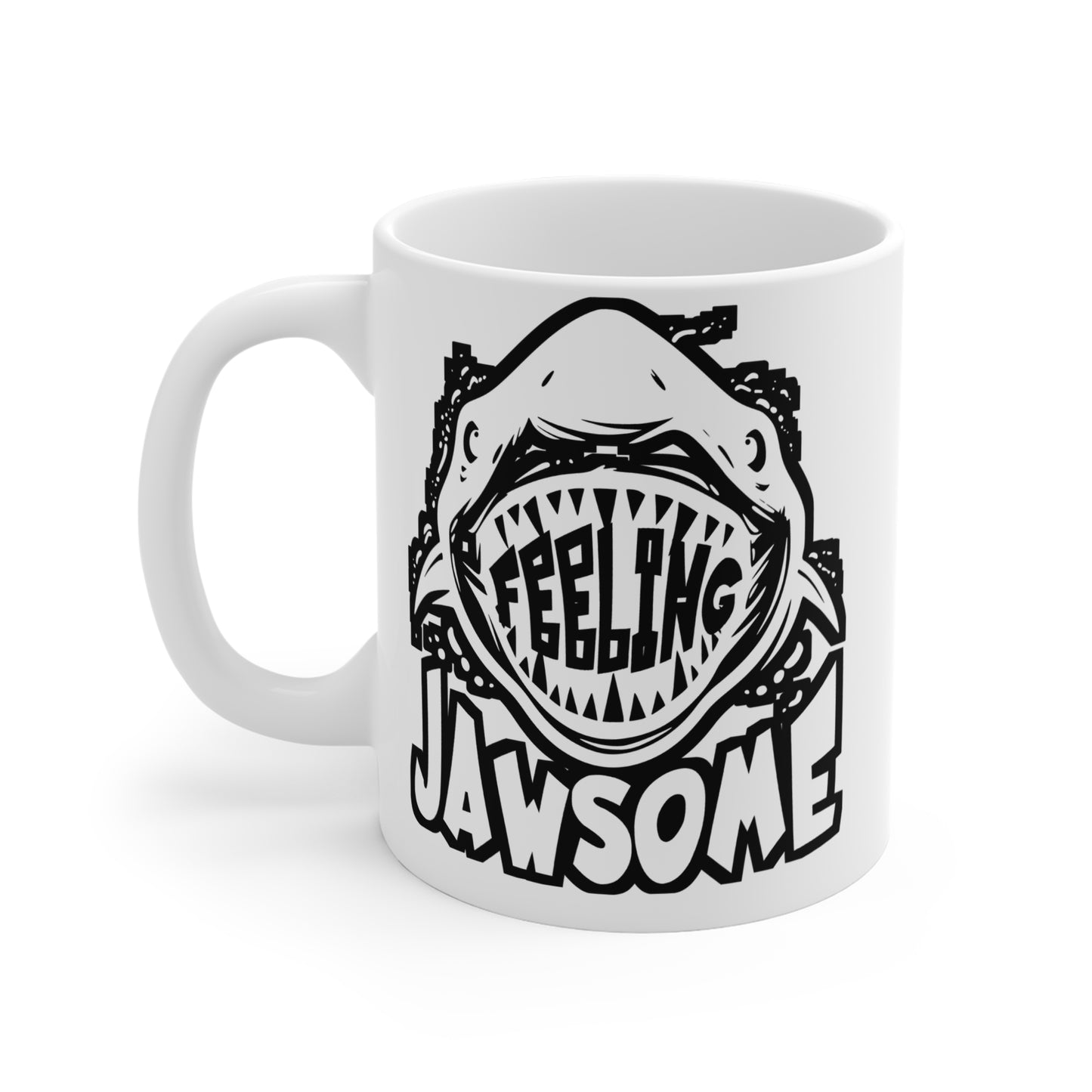 Feeling Jawesome - Sharks Mug for Coffee 11oz. Sharks Cup, White ceramic, Marine Mug, Jaws Tea Cup - Sharks Gift