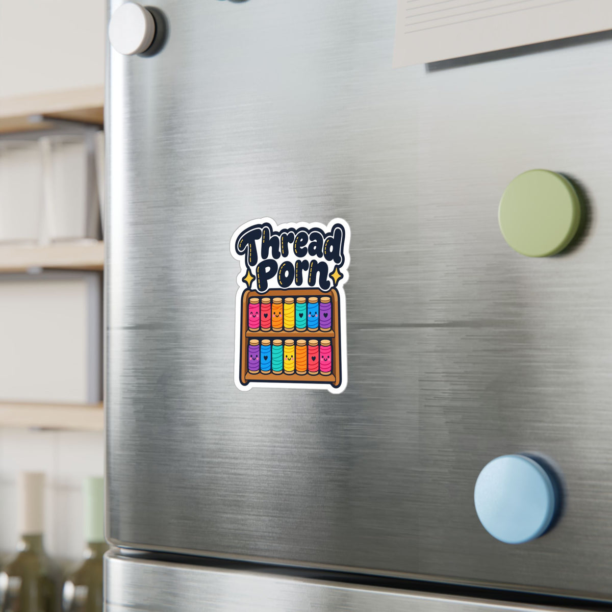 Embroidery Sticker with Thread Porn Design - Needlework and Stitching decals for Crafting Fans, Laptops and Water Bottles