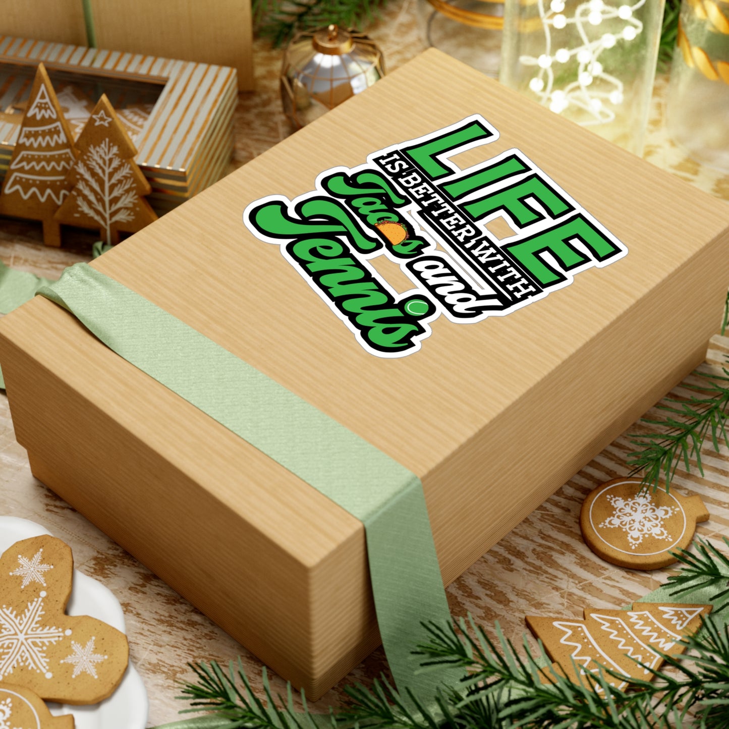 Life Is Better With Tacos and Tennis copy - Tennis Sticker for Wall, Laptop, Window, Truck, Car Tennis Gift Vinyl Love Decal Sticker