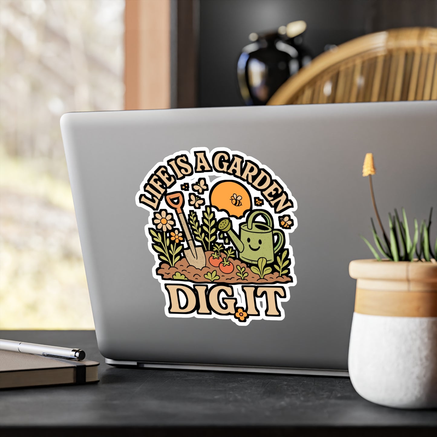 Life Is a Garden Dig It – Gardening Sticker for Laptop or Water Bottle | Vinyl Decal, Funny Landscaper & Garden Lover Gift