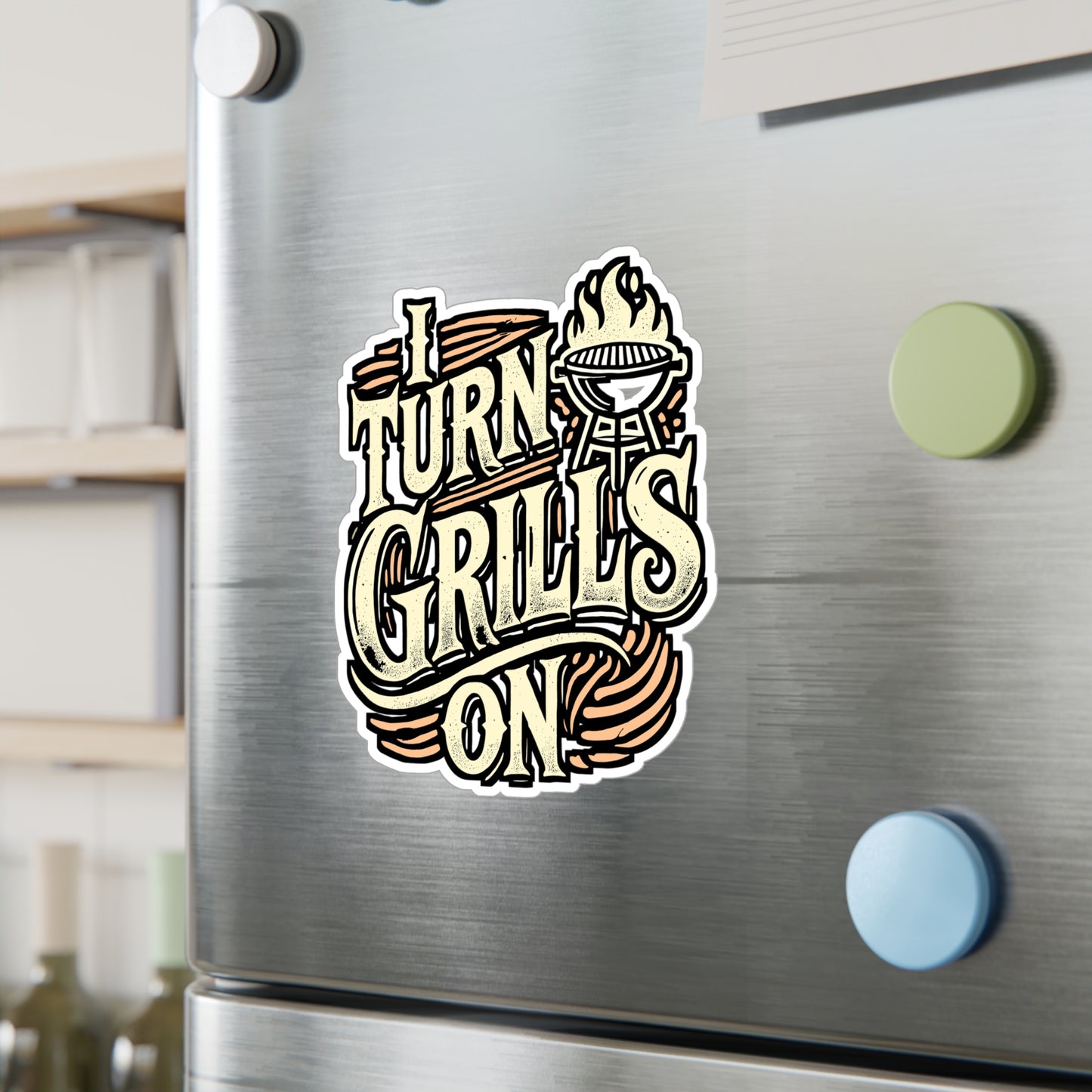 I Turn Grills On – BBQ Vinyl Decal for Car, Laptop & Water Bottle | Tailgate Sticker, Funny BBQ Gift