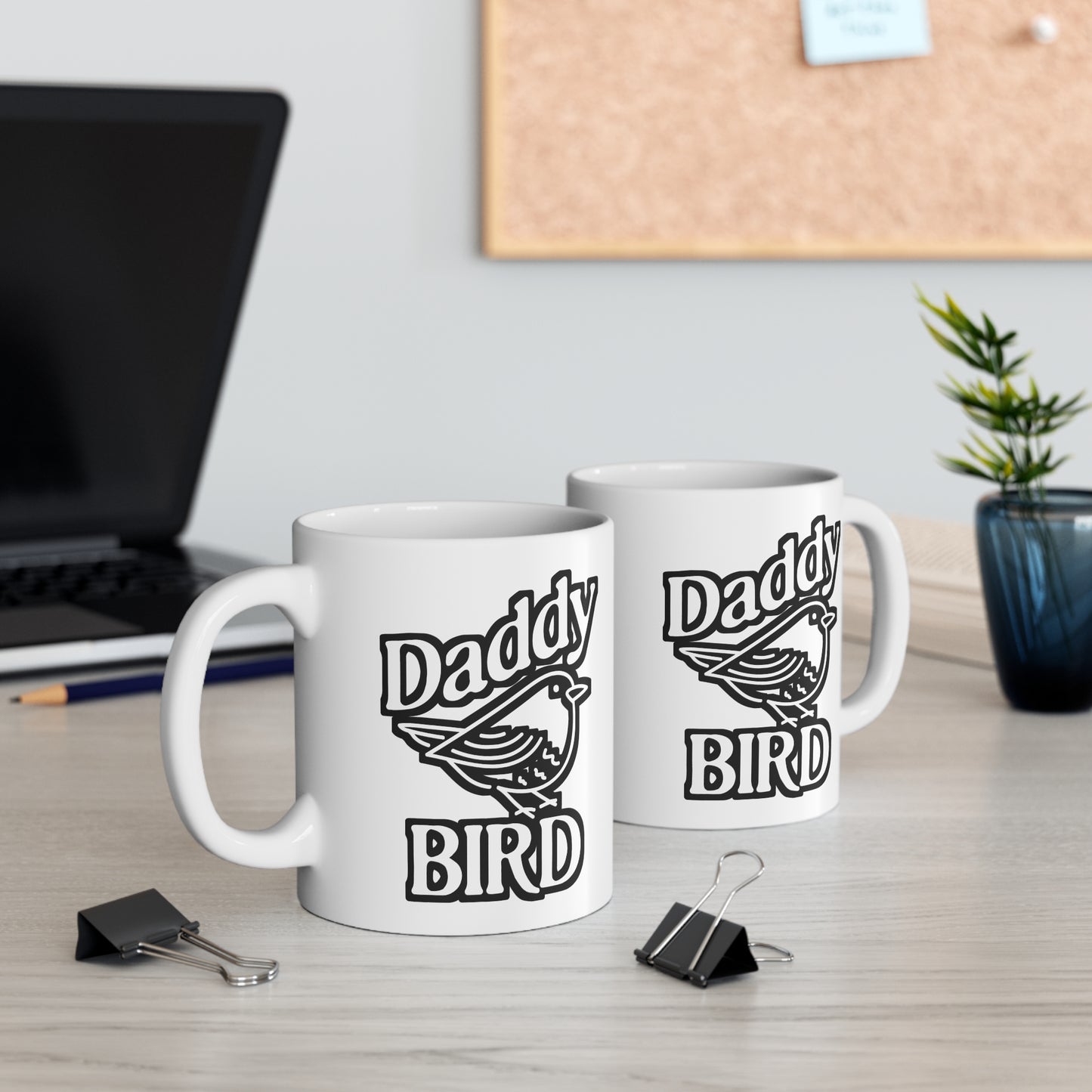 Daddy Bird - Birdwatcher Mug for Coffee 11oz. Birdwatcher Cup, White ceramic, Binocular Mug, Bird nerd Tea Cup - Birdwatcher Gift