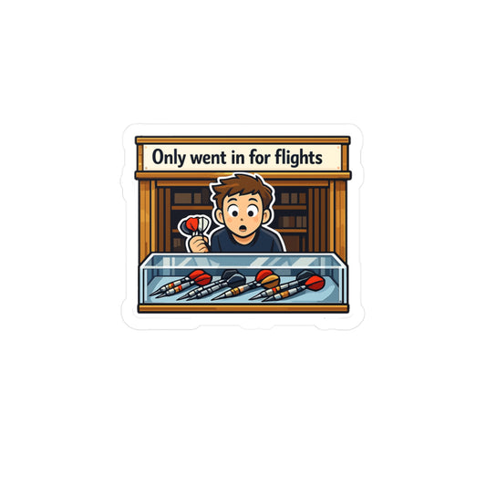 Dart Sticker 'Only Went in for Flights' Funny Drinking Team Dartboard Arrow Vinyl Waterproof Sticker Decals for Laptop Water Bottle