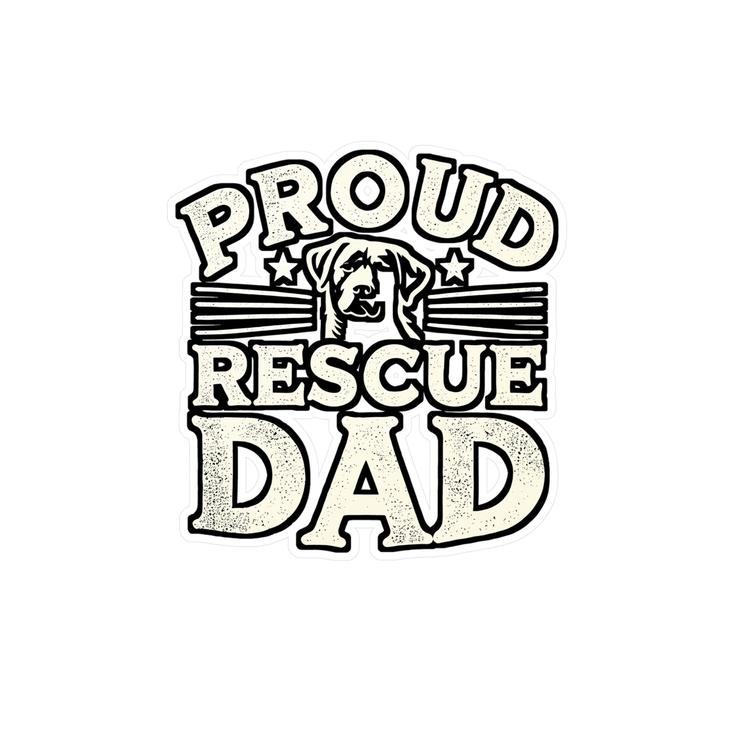 Proud Rescue Dad – Dog Rescuer Sticker | Vinyl Decal for Laptop or Water Bottle | Animal Rights Gift for Men