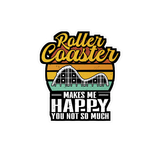 Rollercoaster Makes Me Happy - Adventure Sticker for Laptop Sticker. Water Bottle Sticker, Vinyl Roller Decal - Adventure Gift