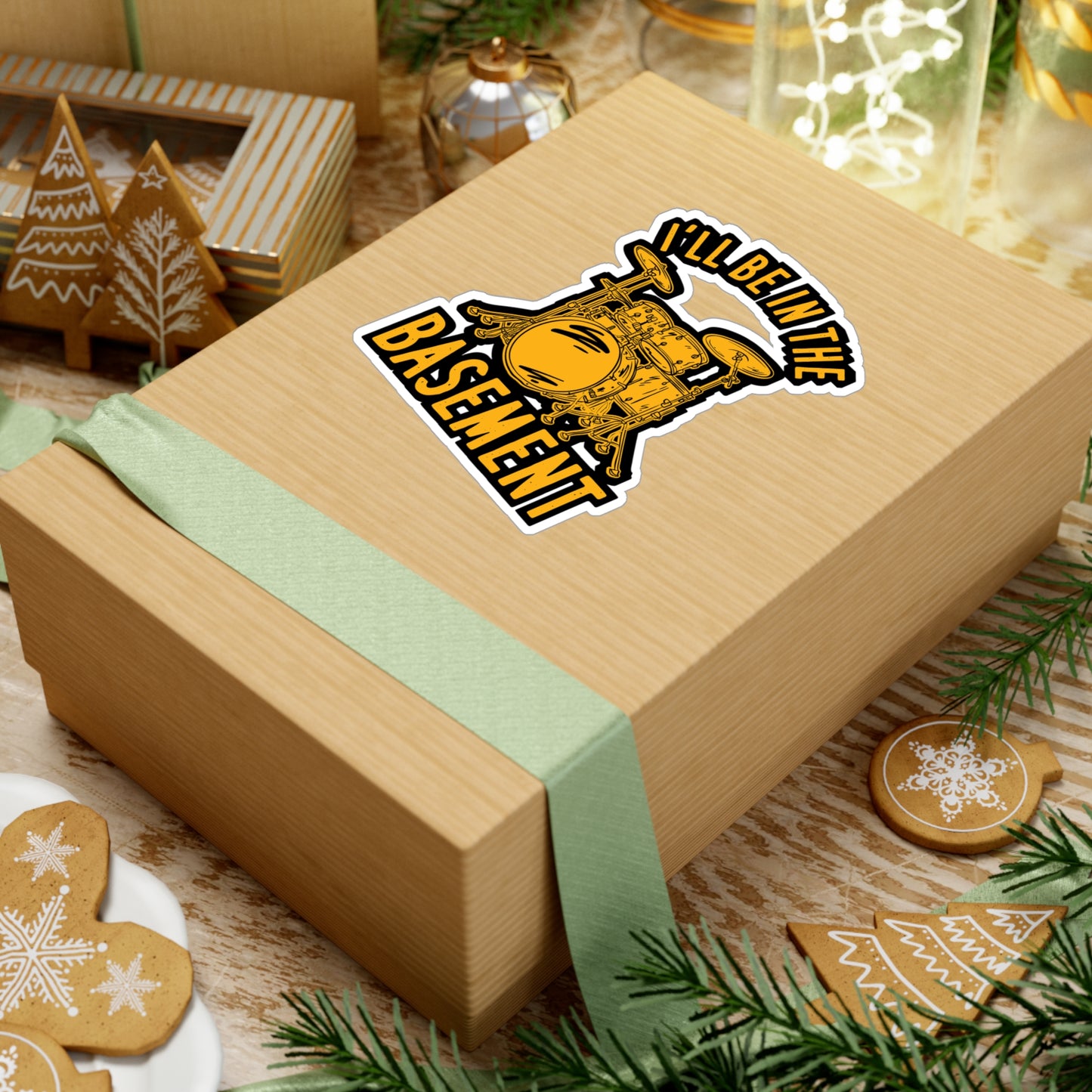 I'll Be In The Basement - Drummer Sticker for Laptop Sticker. Water Bottle Sticker, Vinyl Bass Decal - Drummer Gift