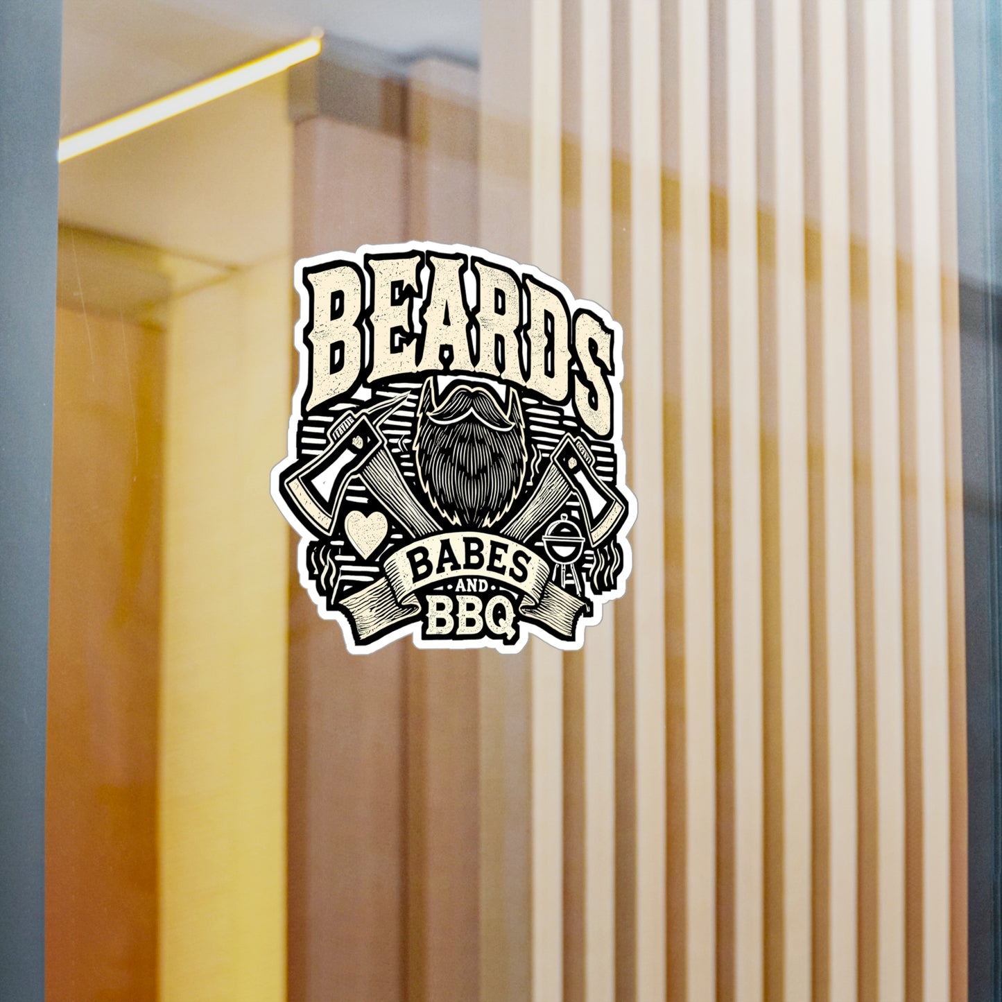 Beards, Babes & BBQ – Vinyl Decal for Car Window, Laptop & Water Bottle | BBQ Gift, Beard Lover Sticker, Beer Decal