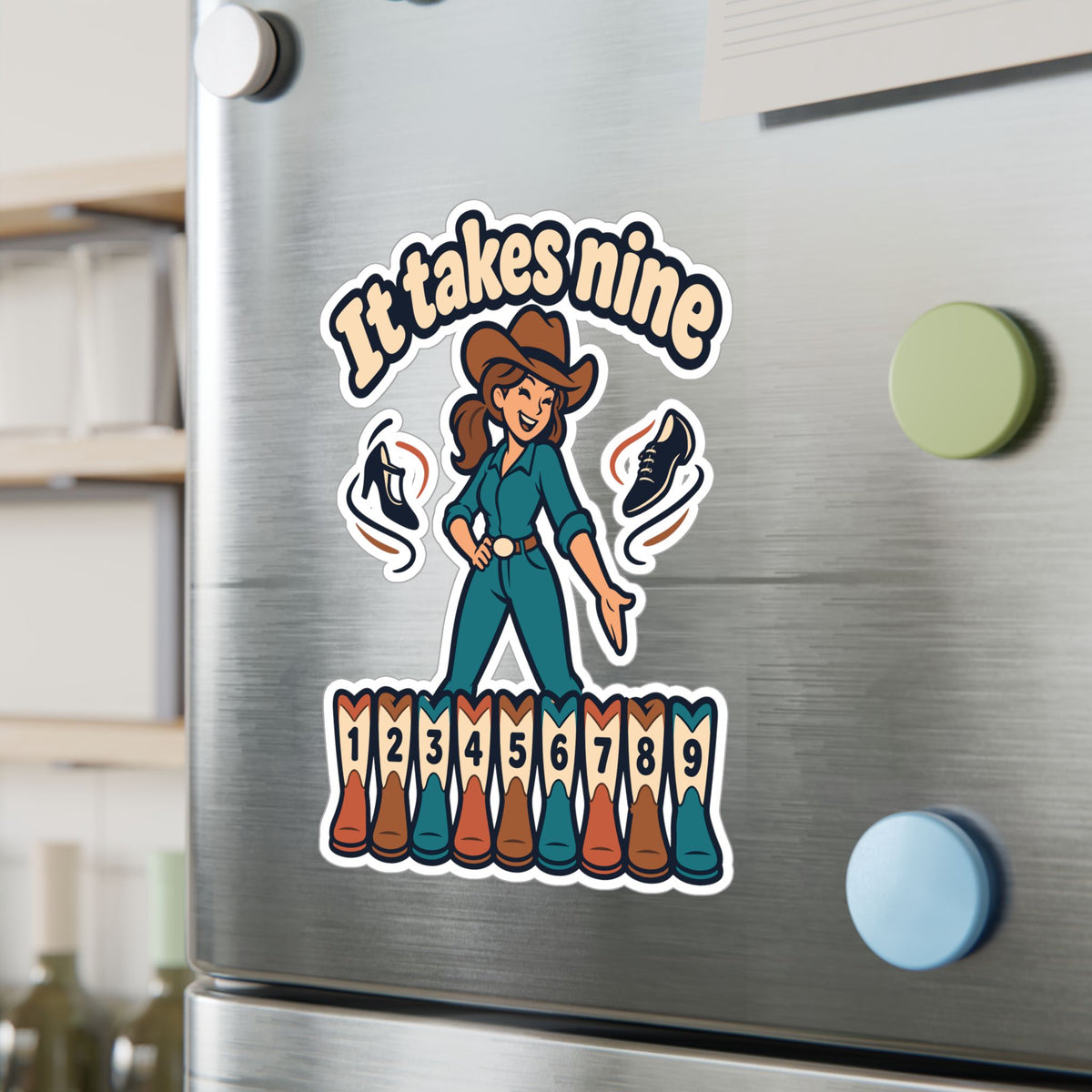 Line Dance Sticker – It Takes Nine Design for Country Dancers, Western Decals for Laptop and Water Bottle