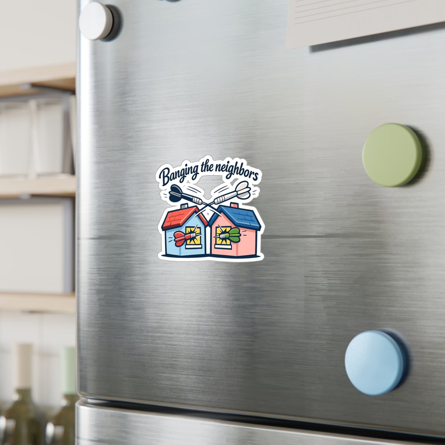 Dart Sticker “Banging the Neighbors” Funny Dartboard Drinking Team Design, Waterproof Vinyl Sticker Decals for Laptop Water Bottle