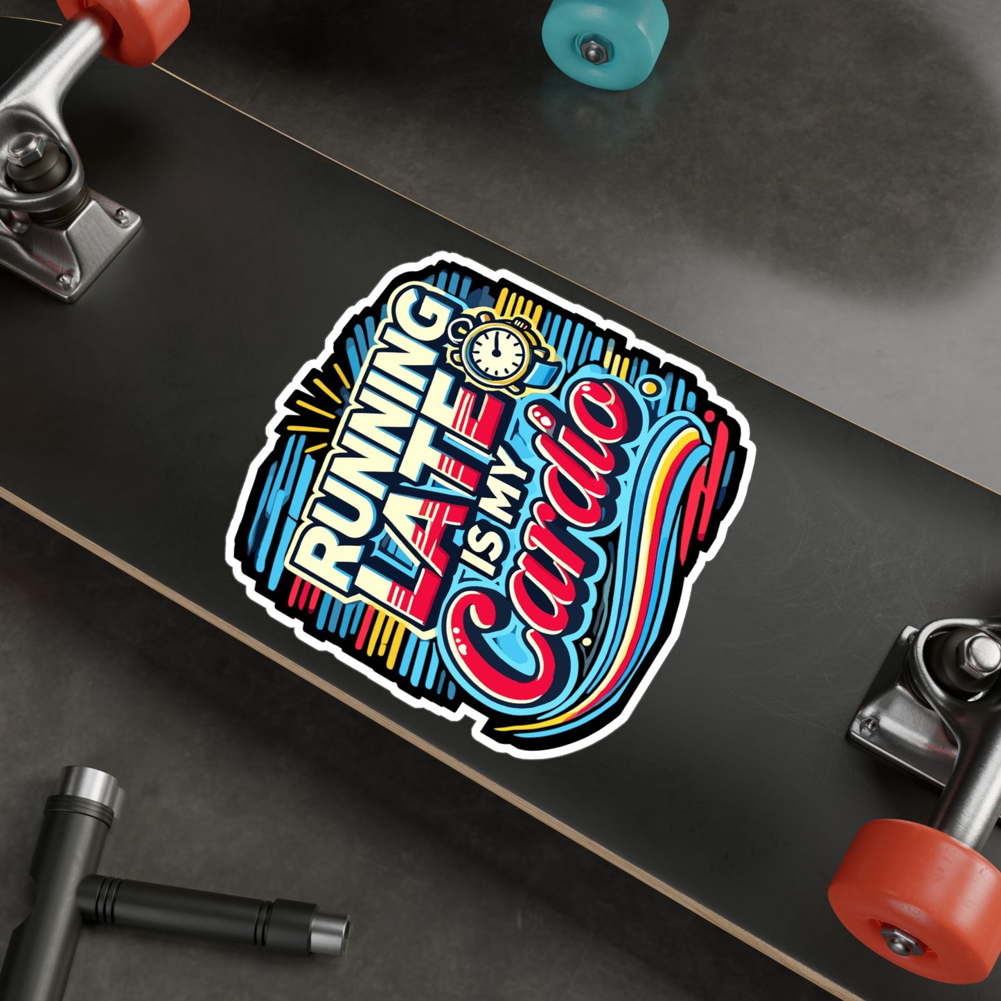 Running Late is My Cardio – Funny Vinyl Sticker for Laptop or Water Bottle | Sarcastic Fitness Gift, Humor Decal