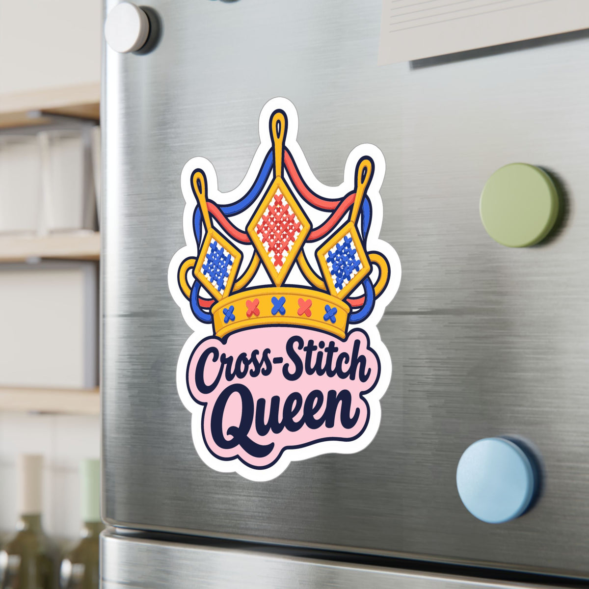 Embroidery Sticker - Cross-Stitch Queen Decals for Crafting, Needlework and Stitching Fans, Laptop and Water Bottle