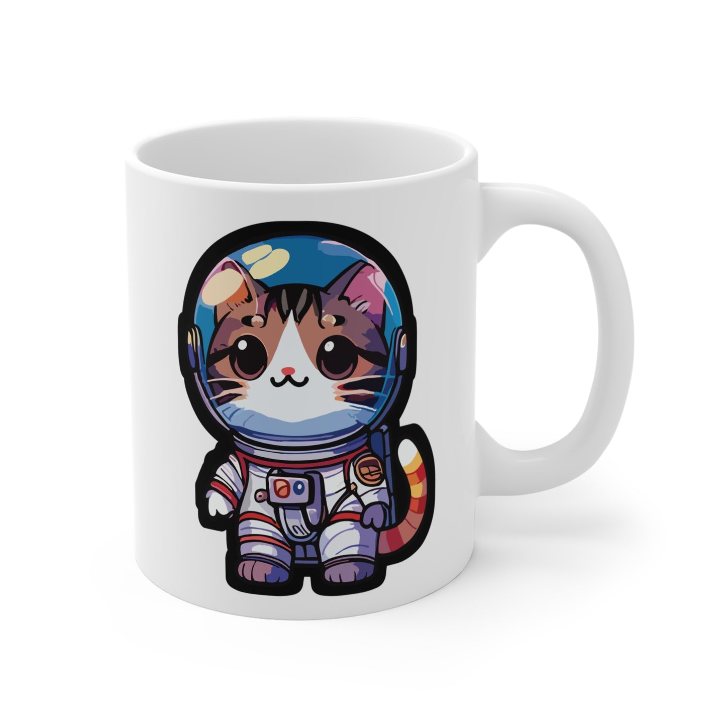 Astronaut Cat - Space Mug for Coffee 11oz. Space Cup, White ceramic, Astronaut Mug, Cadet Tea Cup - Space Gift