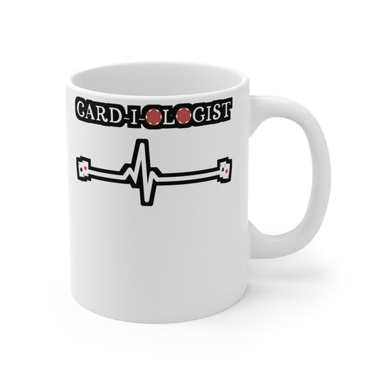 Card-i-ologist - Poker Mug for Coffee 11oz. Poker Cup, White ceramic, Bluff Mug, Cashout Tea Cup - Poker Gift