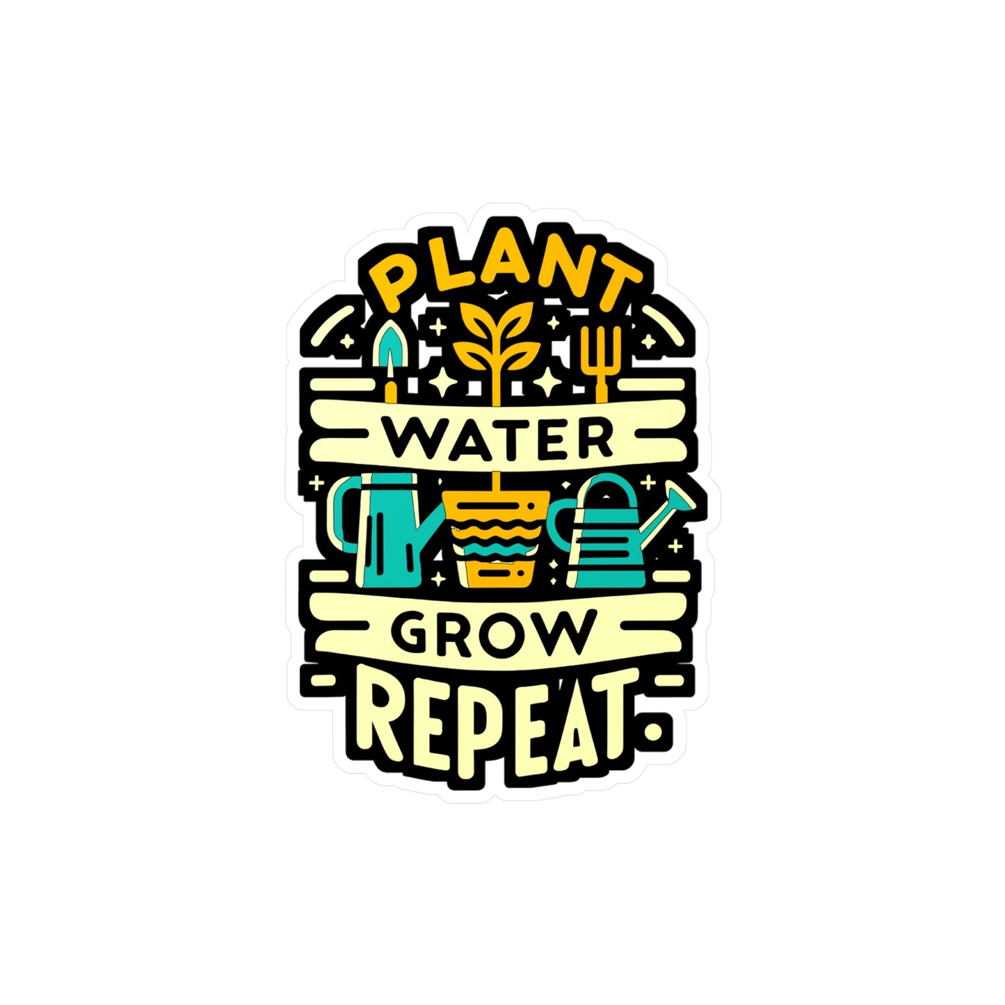 Plant Water Grow Repeat - Gardening Sticker for Laptop Sticker. Water Bottle Sticker, Vinyl Landscaper Decal - Gardening Gift