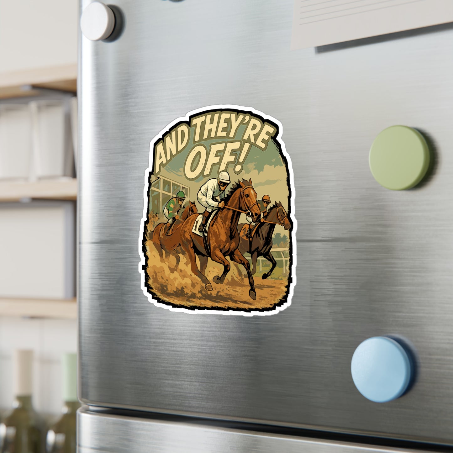 Horse Sticker - "And They're Off" Equestrian Dressage Decals, Waterproof Vinyl Horseback Riding Decor for Laptop, Water Bottle