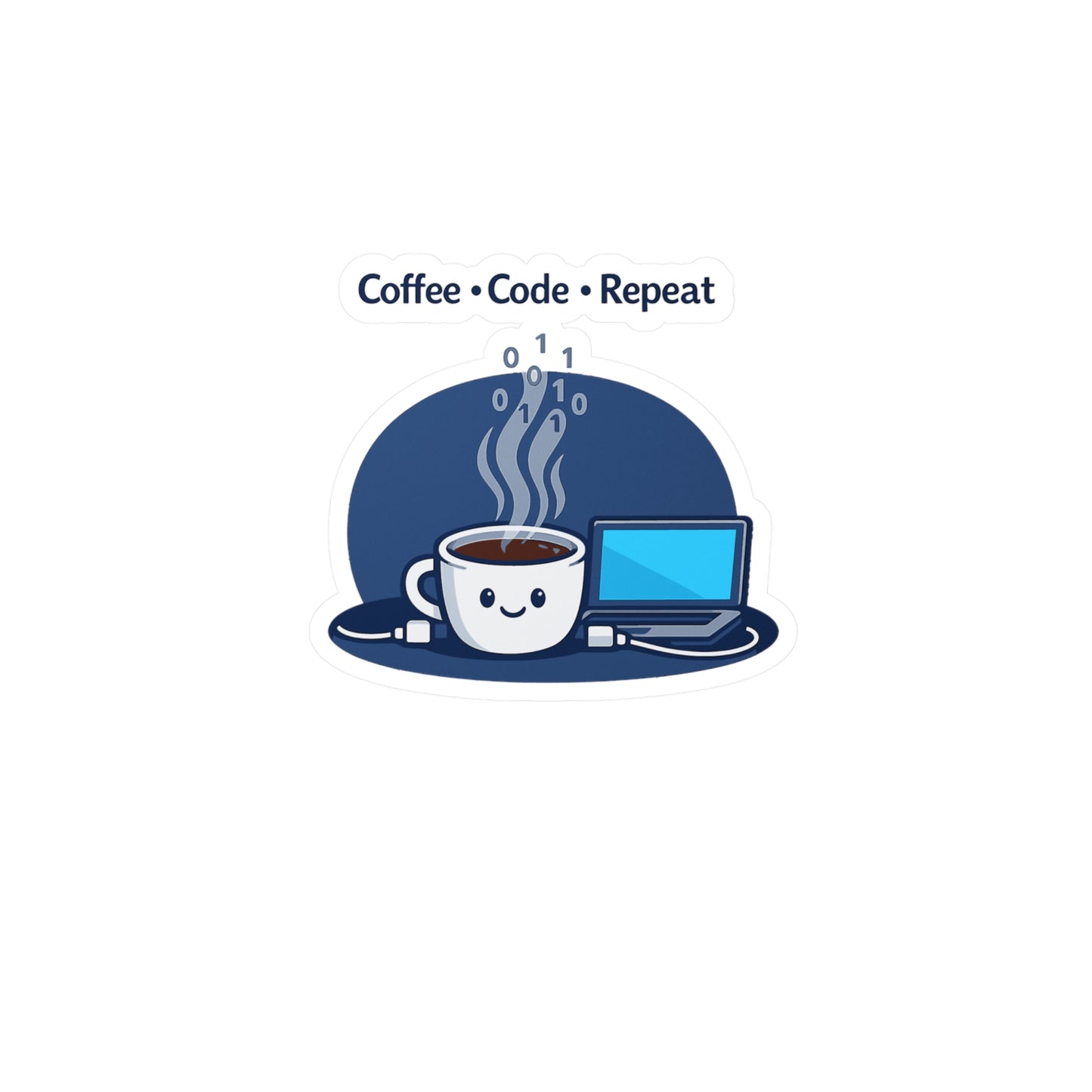 Coding Sticker Coffee Code Repeat – Programmer Source Code Semicolon Design, Waterproof Vinyl Sticker Decals for Laptop Water Bottle