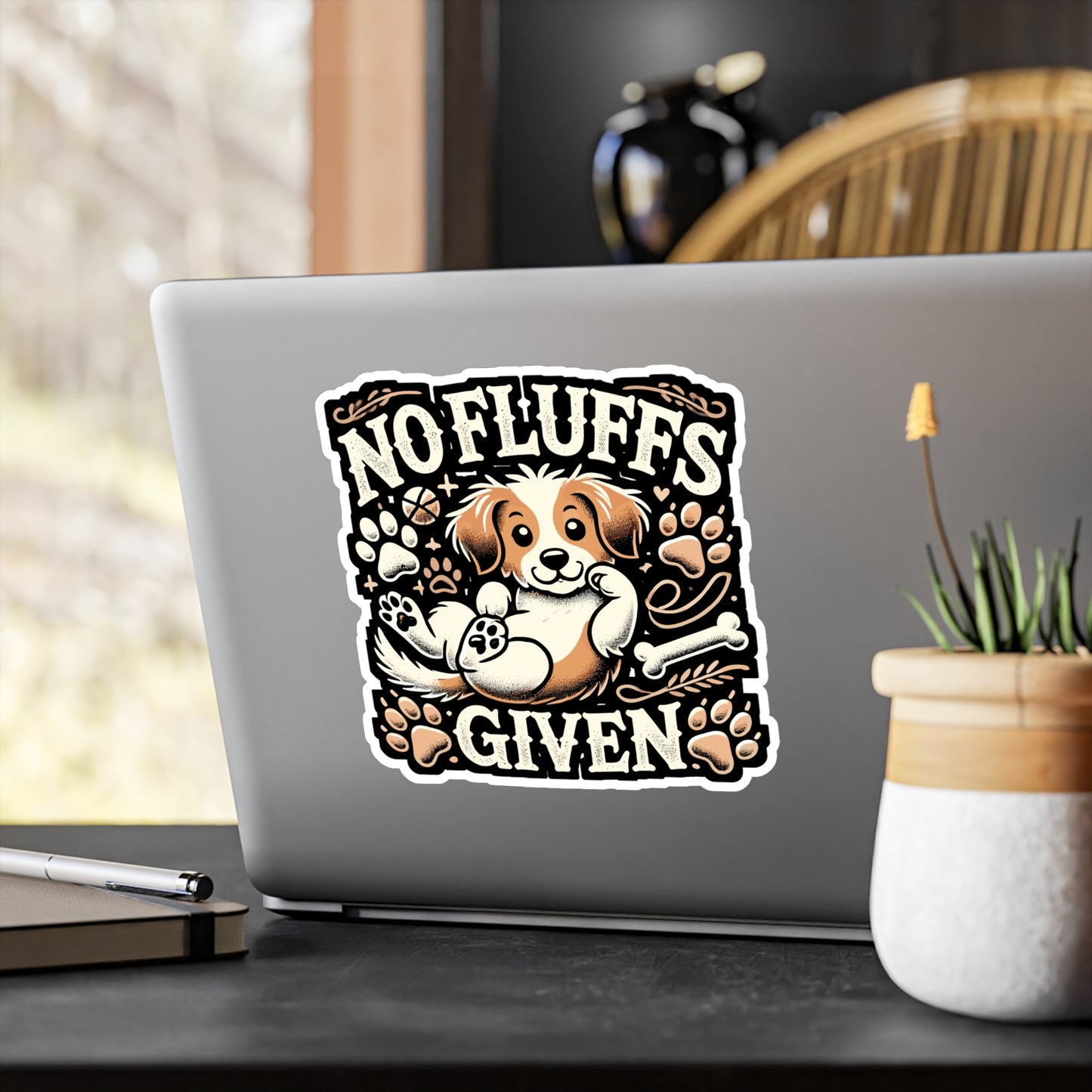 No Fluffs Given - Dog Sticker for Car Window Laptop Sticker. Water Bottle Sticker, Vinyl Pet Decal, Cute dog Sticker - Dog Gift