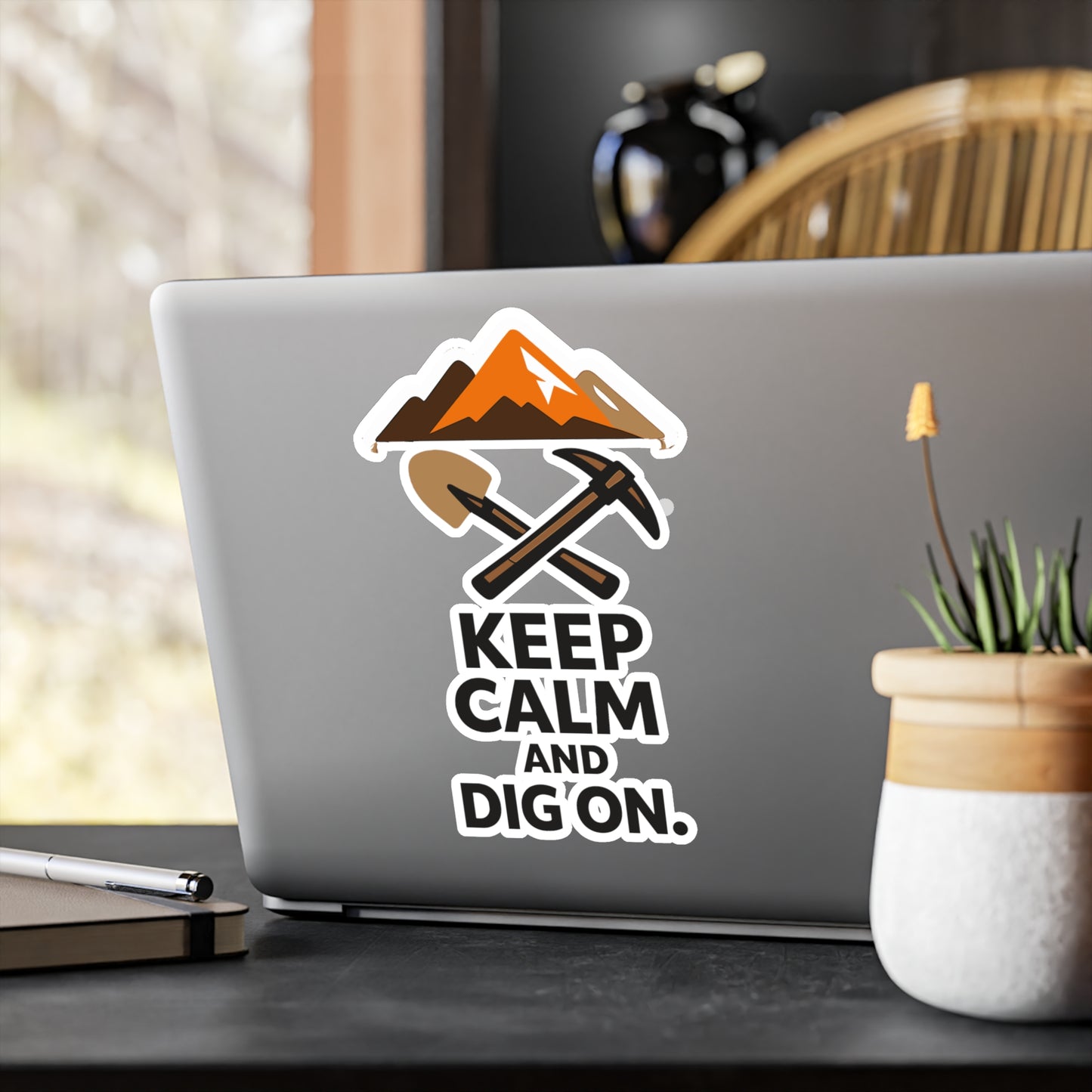 Geologie Sticker Keep Calm and Dig On Geology Rocks Minerals Tectonics Vinyl Waterproof Decals for Laptop Water Bottle