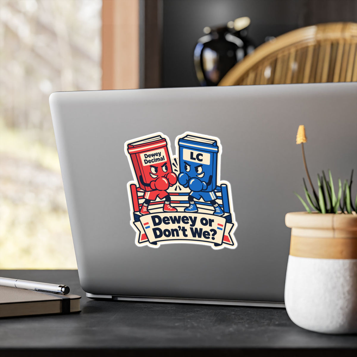 Librarian Sticker - Dewey or Don’t We? Fabulous, Magical Unicorn Decals for Laptop and Water Bottle