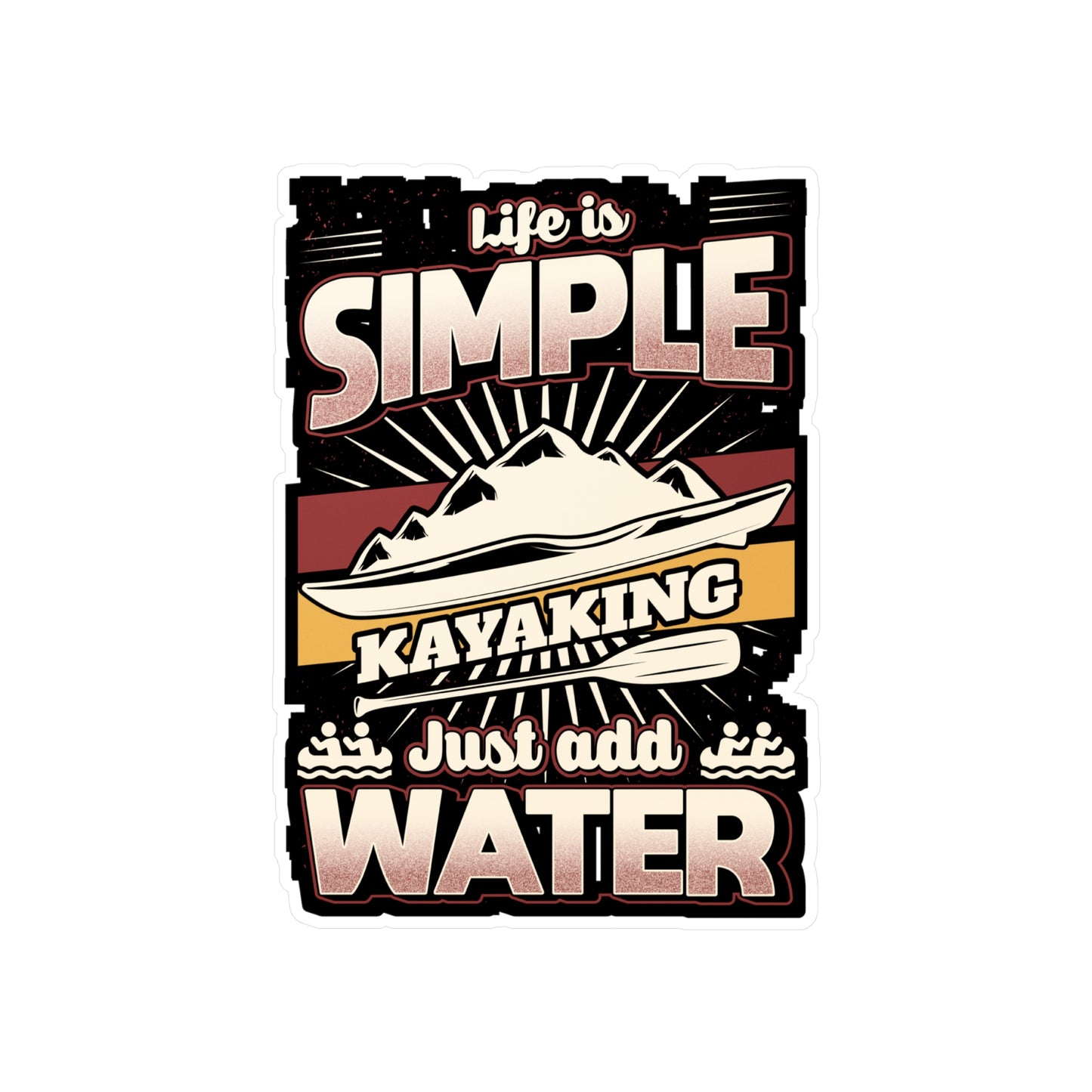 Simple water Kayaking - Kayaking Sticker for Laptop Sticker. Water Bottle Sticker, Vinyl Kayak Decal - Kayaking Gift