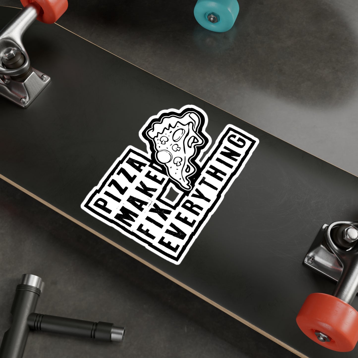 Pizza make fix everything - Pizza Sticker for Laptop Sticker. Water Bottle Sticker, Vinyl Pyramid Decal - Pizza Gift