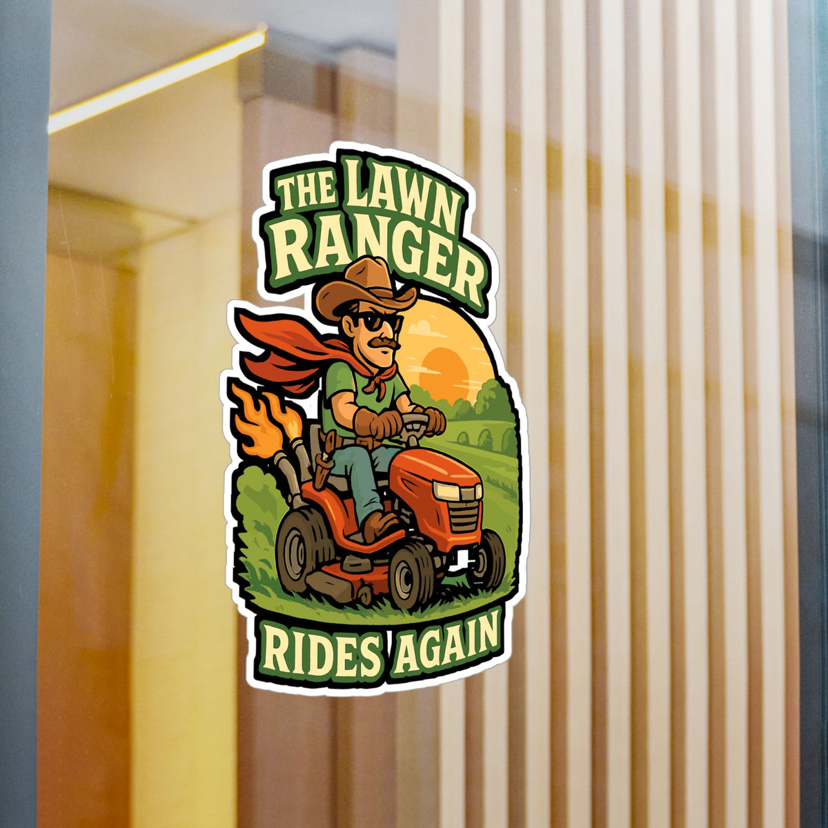 Lawn Ranger Sticker – The Lawn Ranger Rides Again Decals for Laptops & Water Bottles, Waterproof Vinyl, Gift for Landscapers & Lawn Enforcement Officer