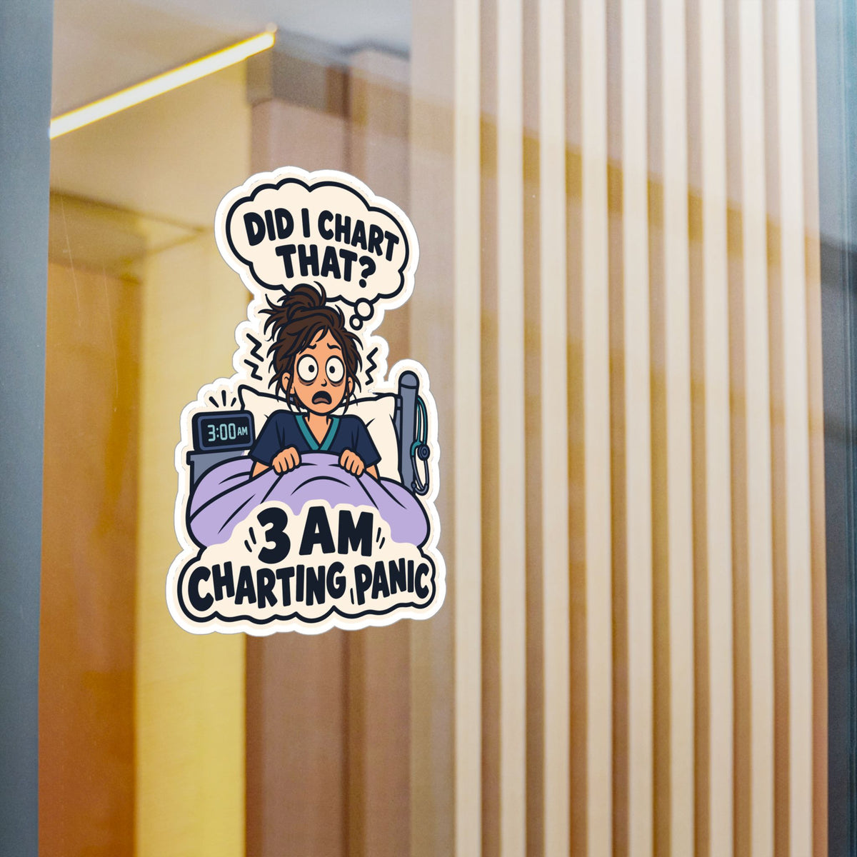 Nurse Sticker 3 AM Charting Panic Decals for Laptop and Water Bottle, Waterproof Vinyl Gift for Nursing Student School Degree