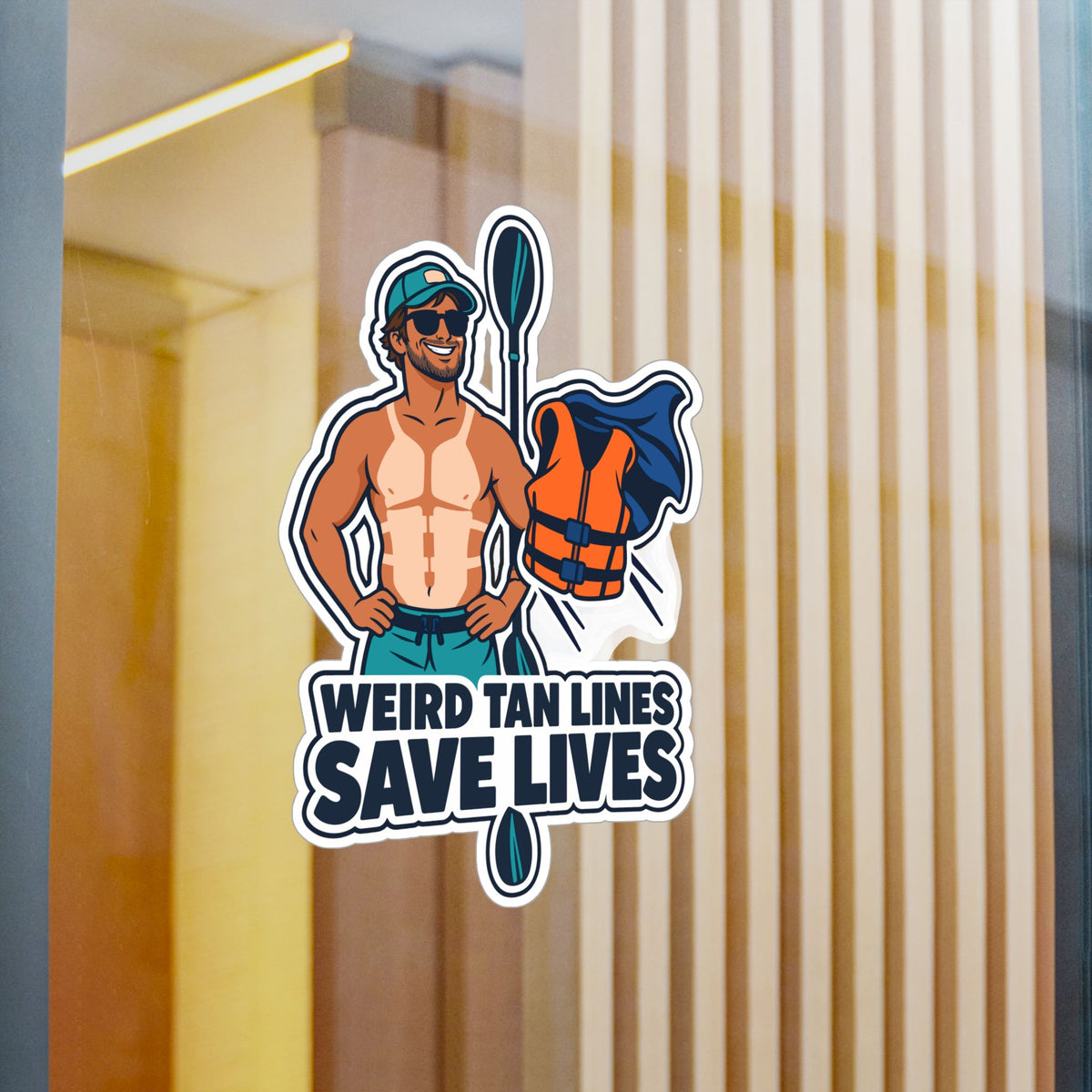Kayak Sticker - Weird Tan Lines Save Lives, Funny Kayaker Decals for Laptop or Water Bottle, Kayaking and Rowing Humor
